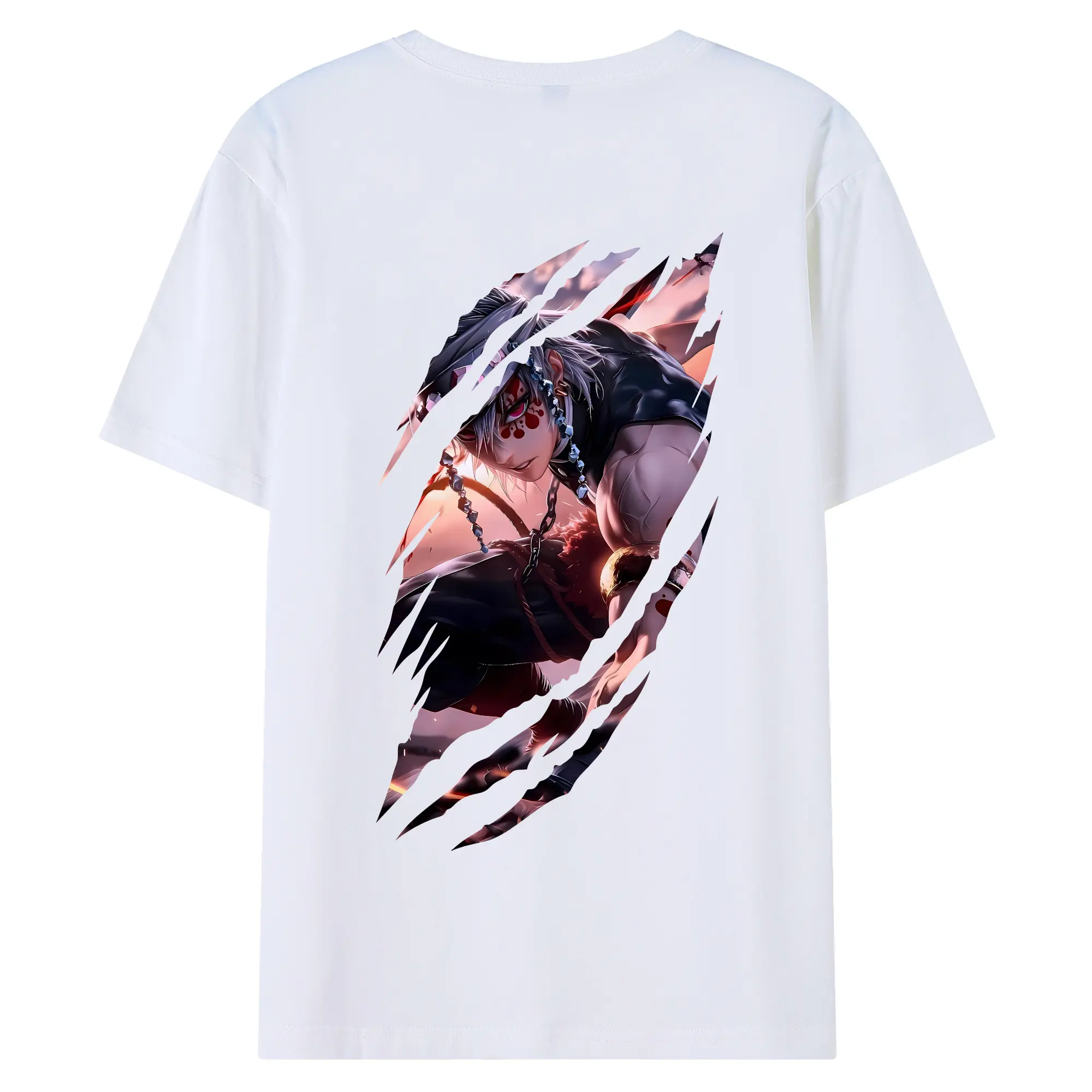 鬼滅の刃 グッズ,宇髄 天元 - 綿100％ 半袖Tシャツ ・ バックプリント ・ 快適 通気性 ・ 日常使い 散歩 スポーツ用