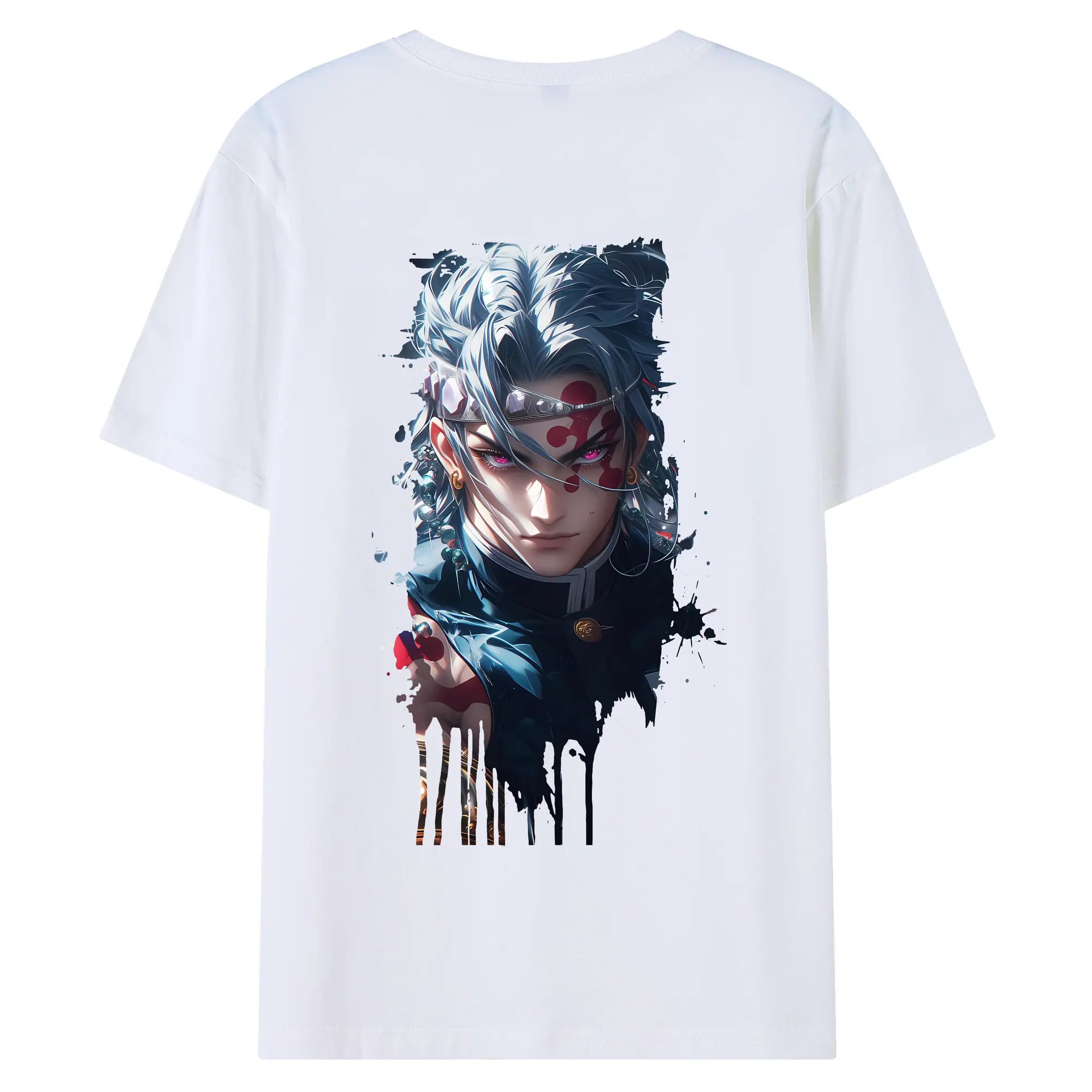 鬼滅の刃 グッズ,宇髄 天元 - 綿100％ 半袖Tシャツ ・ バックプリント ・ 快適 通気性 ・ 日常使い 散歩 スポーツ用