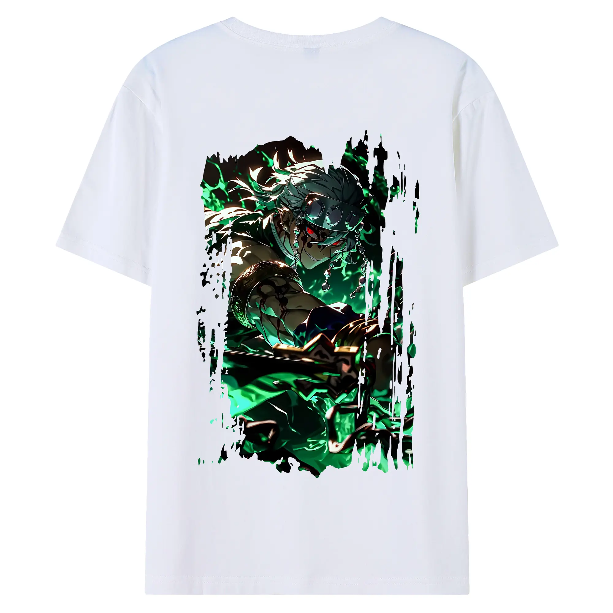 鬼滅の刃 グッズ,宇髄 天元 - 綿100％ 半袖Tシャツ ・ バックプリント ・ 快適 通気性 ・ 日常使い 散歩 スポーツ用