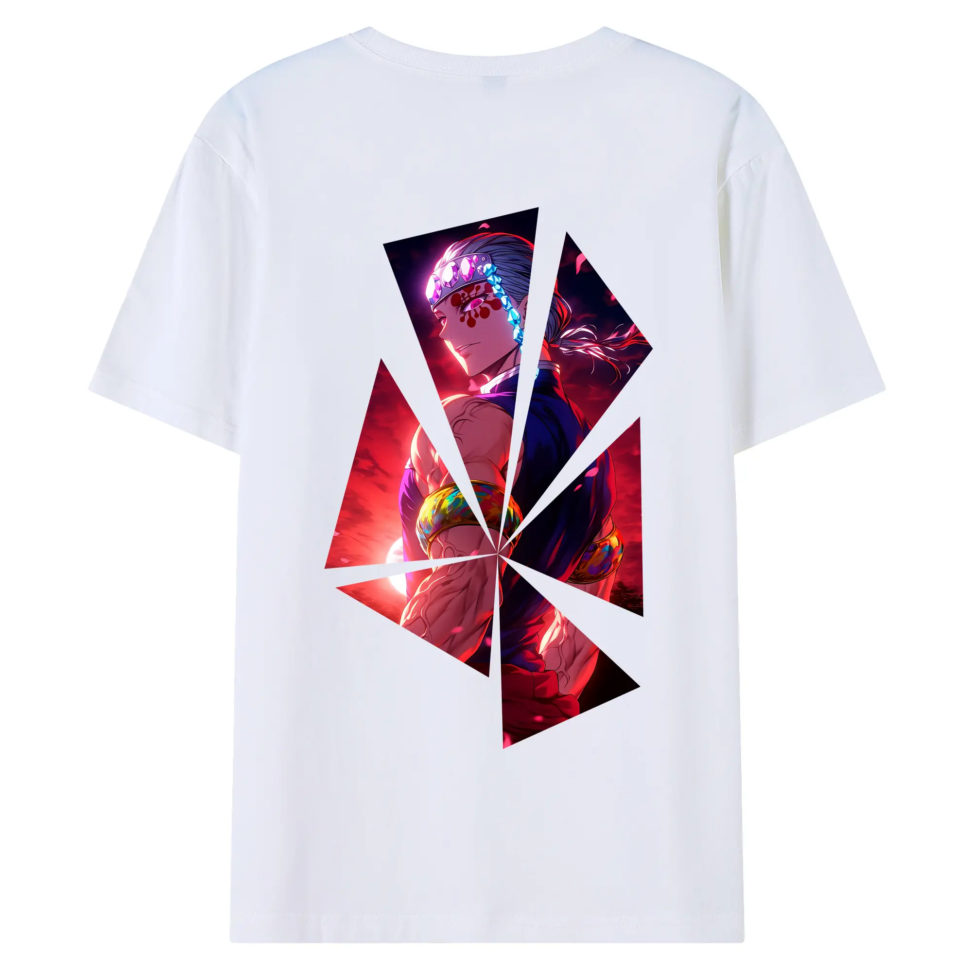 鬼滅の刃 グッズ,宇髄 天元 - 綿100％ 半袖Tシャツ ・ バックプリント ・ 快適 通気性 ・ 日常使い 散歩 スポーツ用