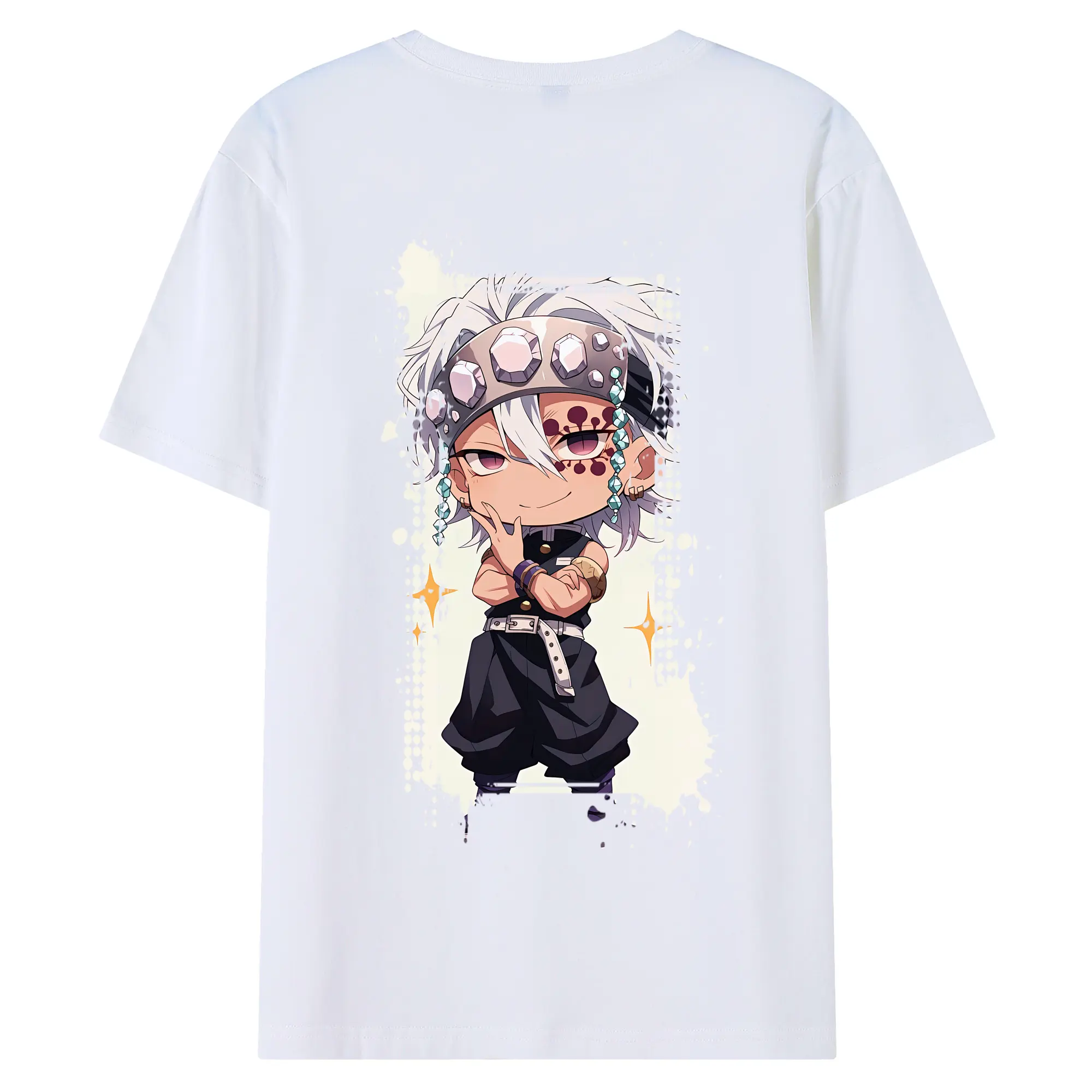 鬼滅の刃 グッズ,宇髄 天元 - 綿100％ 半袖Tシャツ ・ バックプリント ・ 快適 通気性 ・ 日常使い 散歩 スポーツ用