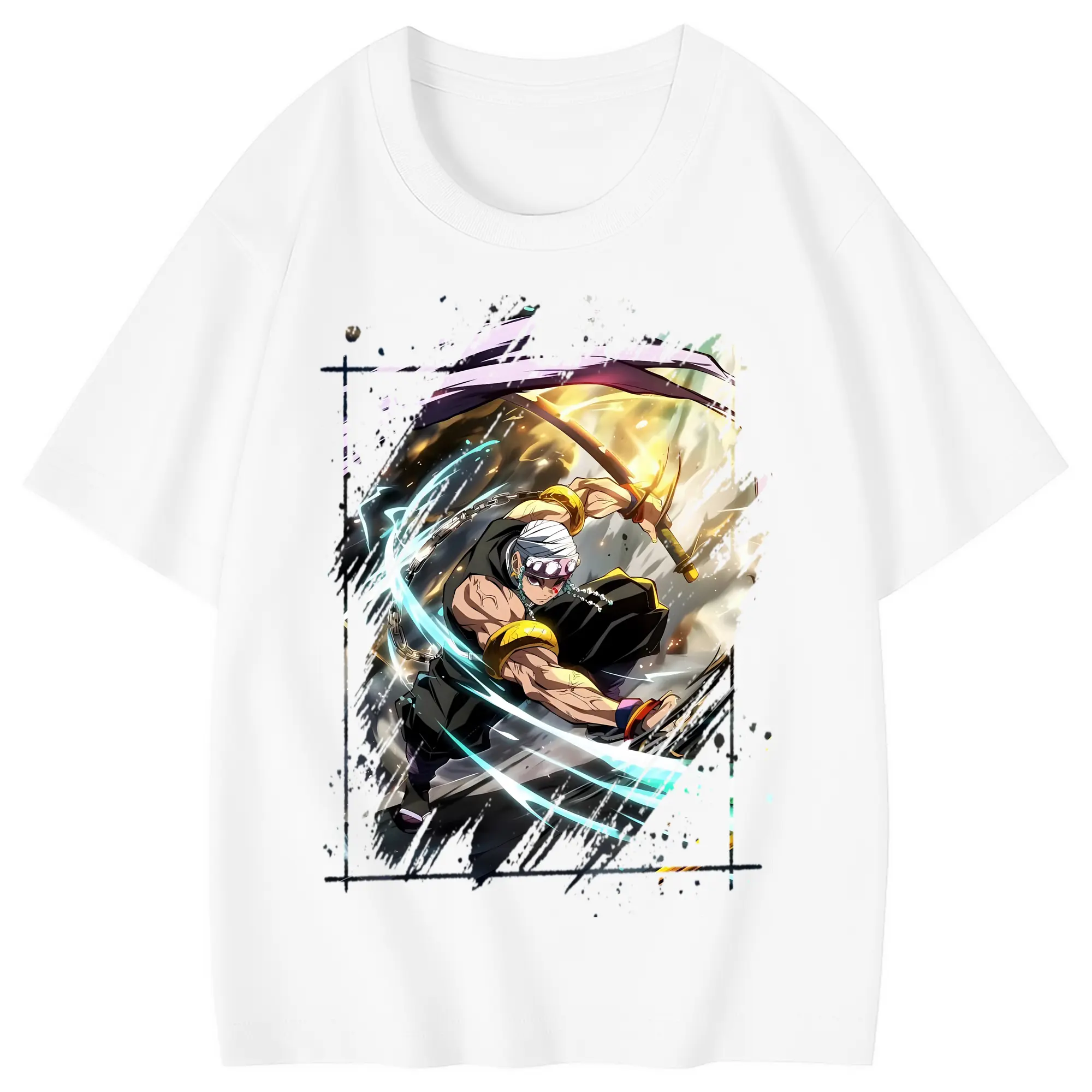 鬼滅の刃 グッズ,宇髄 天元 - 綿100％ キッズTシャツ ・ フロントプリント ・ 快適 通気性 ・ スポーツ カジュアル 散歩用