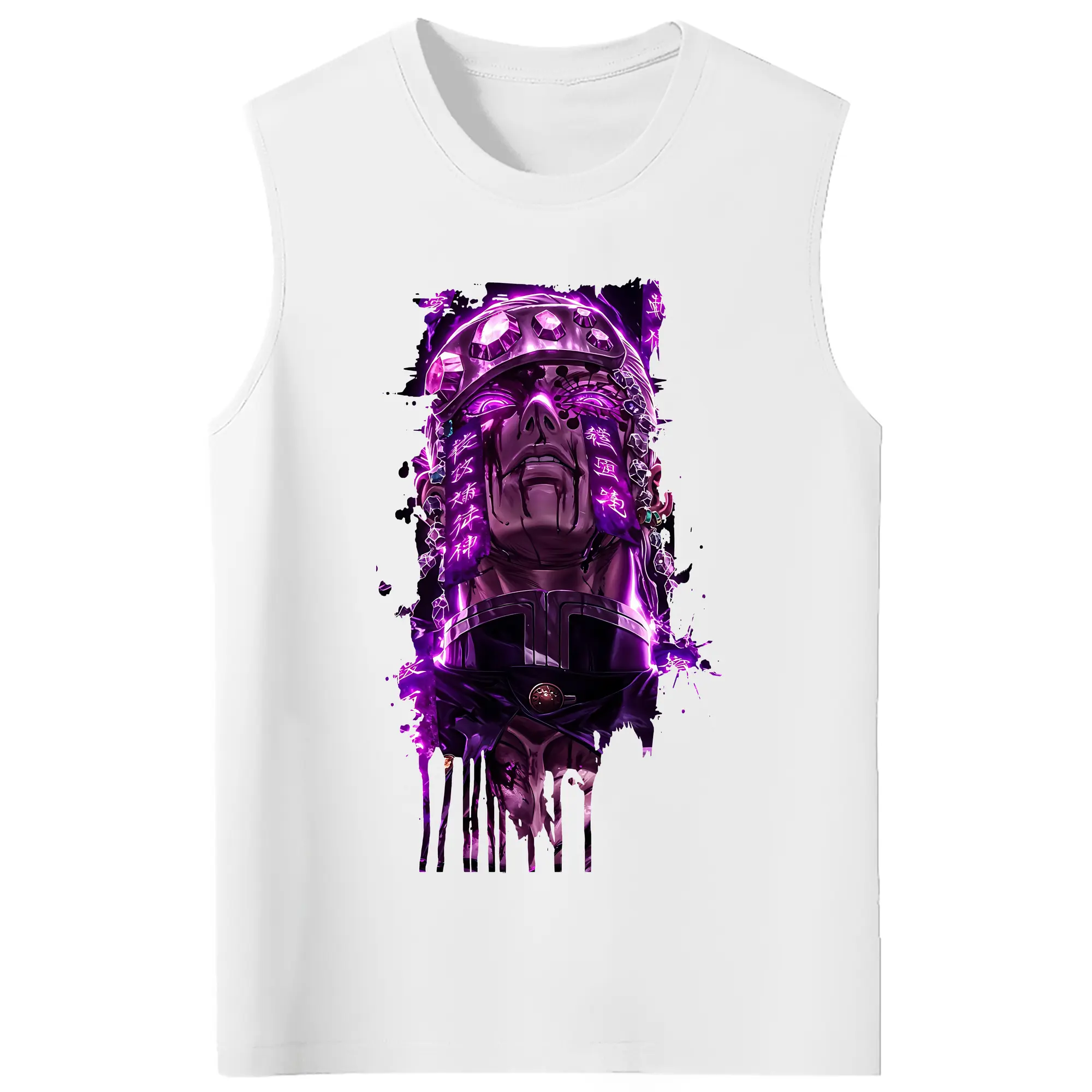 鬼滅の刃 グッズ,宇髄 天元 - コットン100％ タンクトップ ・ フロントプリント ・ タイトフィット ・ 快適 通気性 ・ スポーツ カジュアル 散歩用