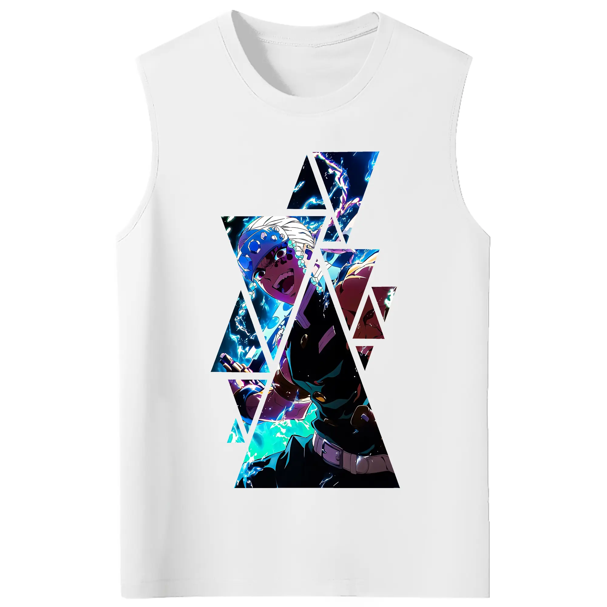 鬼滅の刃 グッズ,宇髄 天元 - コットン100％ タンクトップ ・ フロントプリント ・ タイトフィット ・ 快適 通気性 ・ スポーツ カジュアル 散歩用