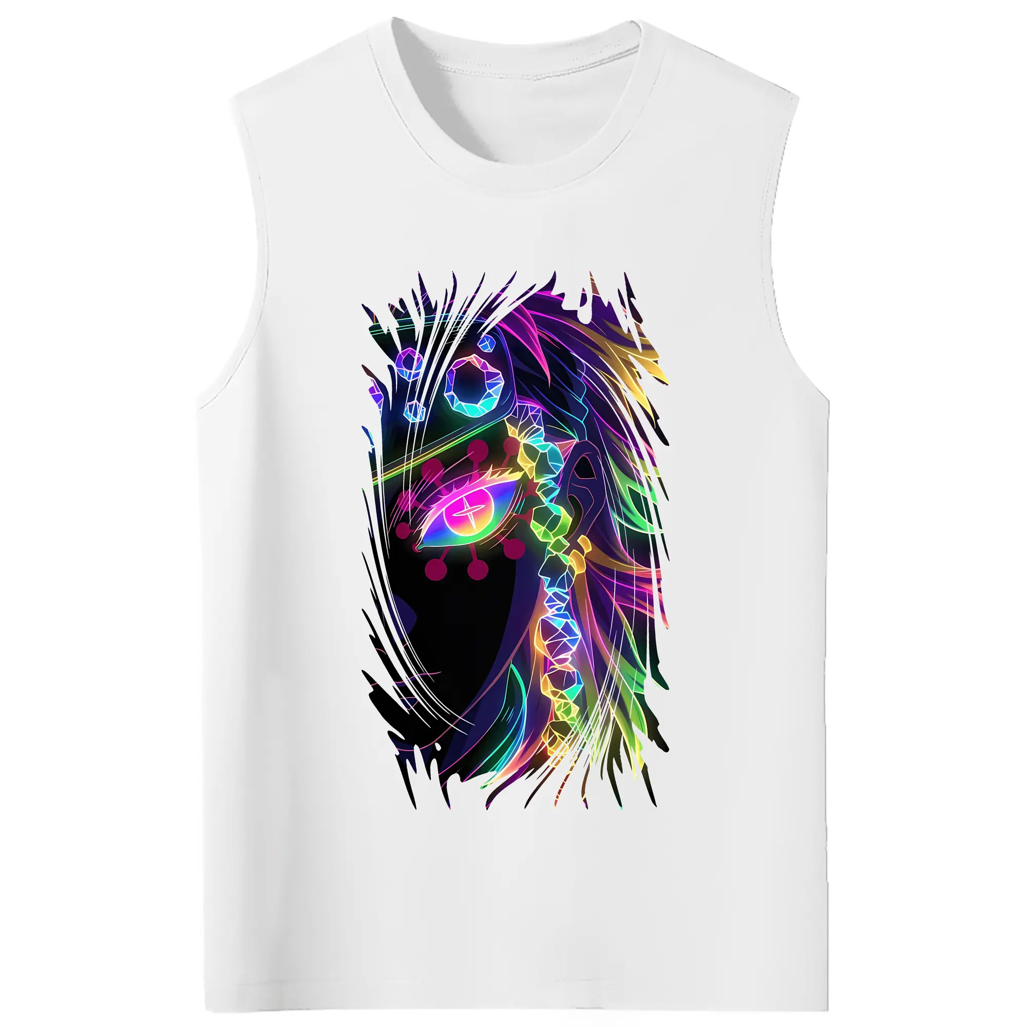 鬼滅の刃 グッズ,宇髄 天元 - コットン100％ タンクトップ ・ フロントプリント ・ タイトフィット ・ 快適 通気性 ・ スポーツ カジュアル 散歩用