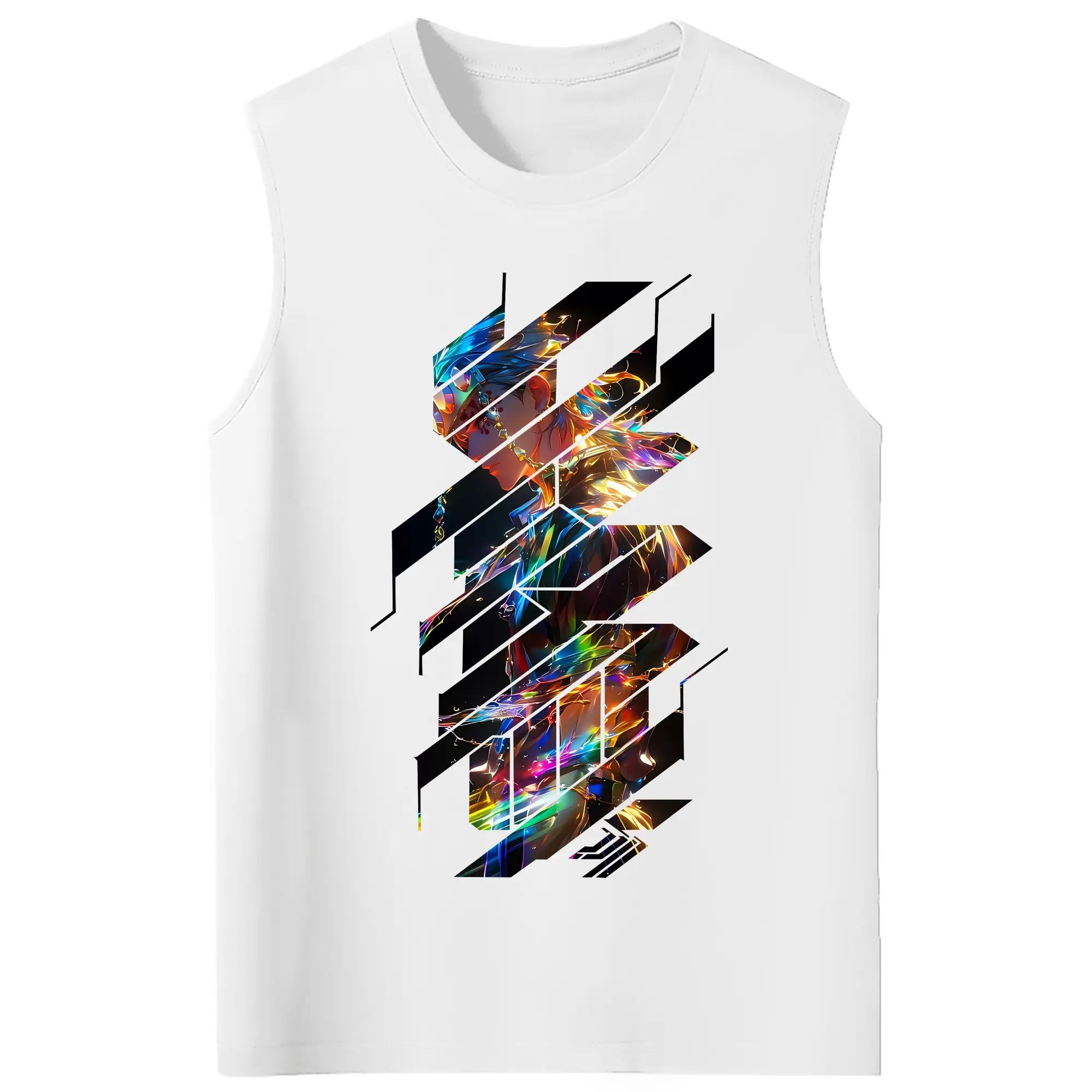 鬼滅の刃 グッズ,宇髄 天元 - コットン100％ タンクトップ ・ フロントプリント ・ タイトフィット ・ 快適 通気性 ・ スポーツ カジュアル 散歩用