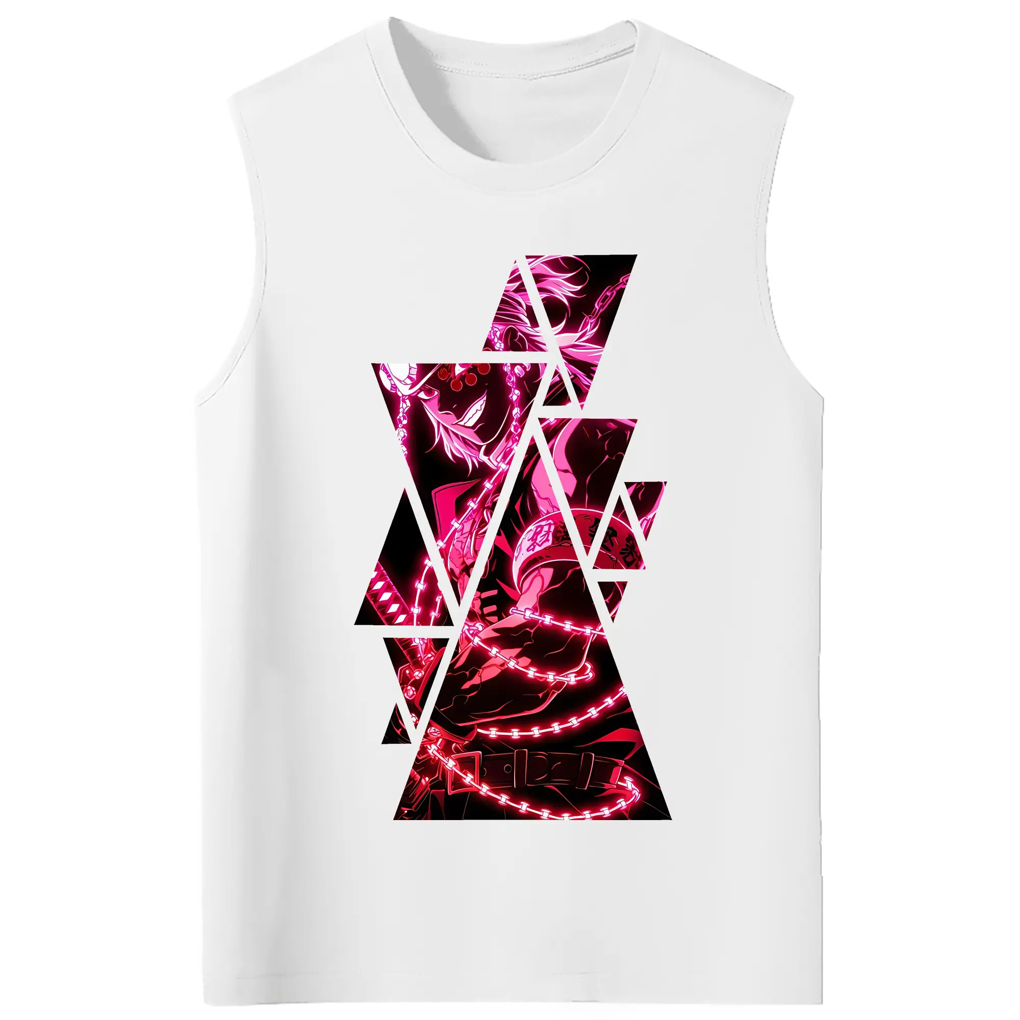 鬼滅の刃 グッズ,宇髄 天元 - コットン100％ タンクトップ ・ フロントプリント ・ タイトフィット ・ 快適 通気性 ・ スポーツ カジュアル 散歩用