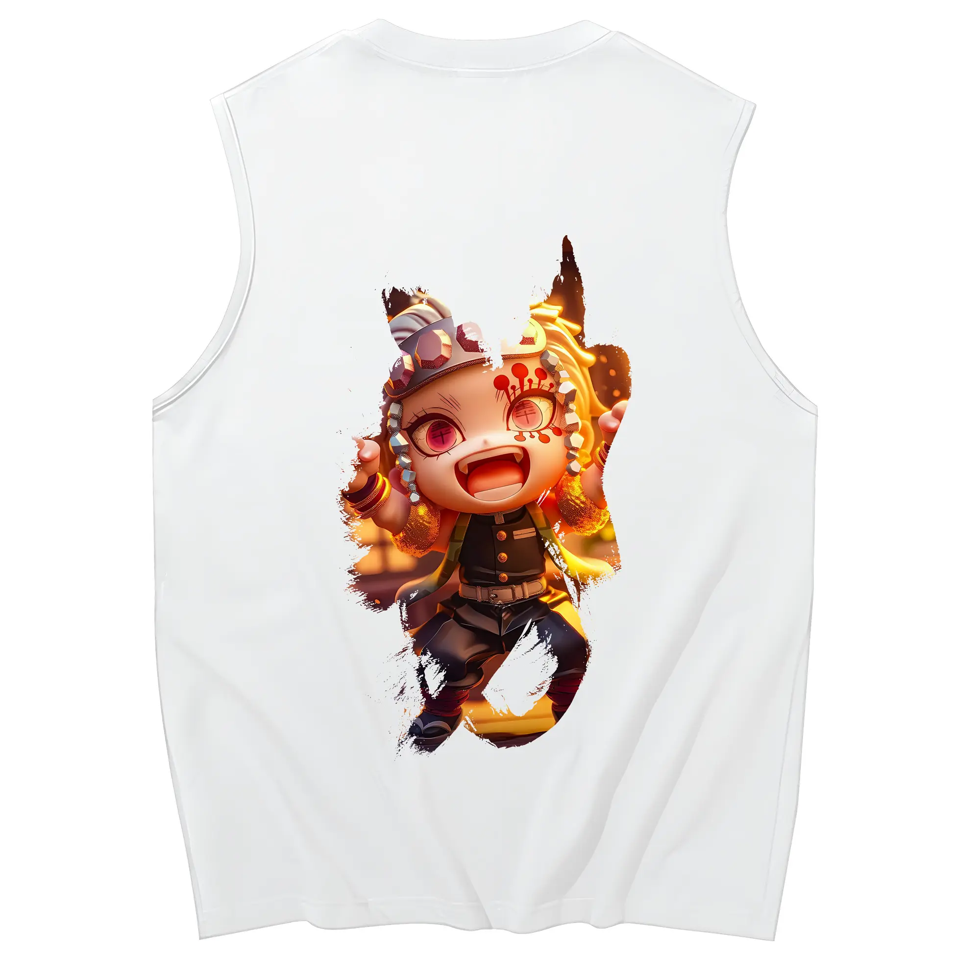 鬼滅の刃 グッズ,宇髄 天元 - コットン100％ タンクトップ ・ 背面プリント ・ タイトシルエット ・ 快適 通気性 ・ スポーツ カジュアル 散歩用