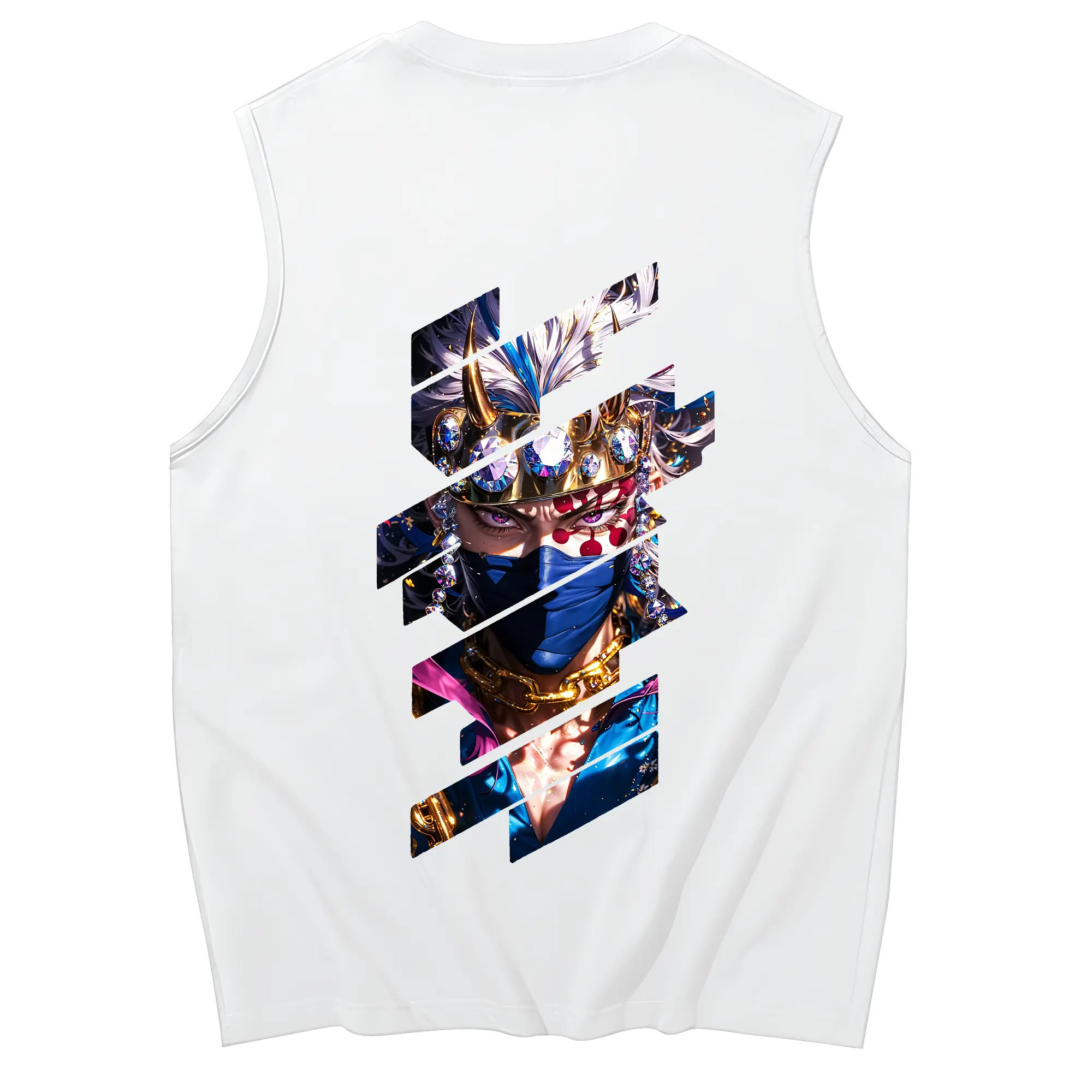 鬼滅の刃 グッズ,宇髄 天元 - コットン100％ タンクトップ ・ 背面プリント ・ タイトシルエット ・ 快適 通気性 ・ スポーツ カジュアル 散歩用