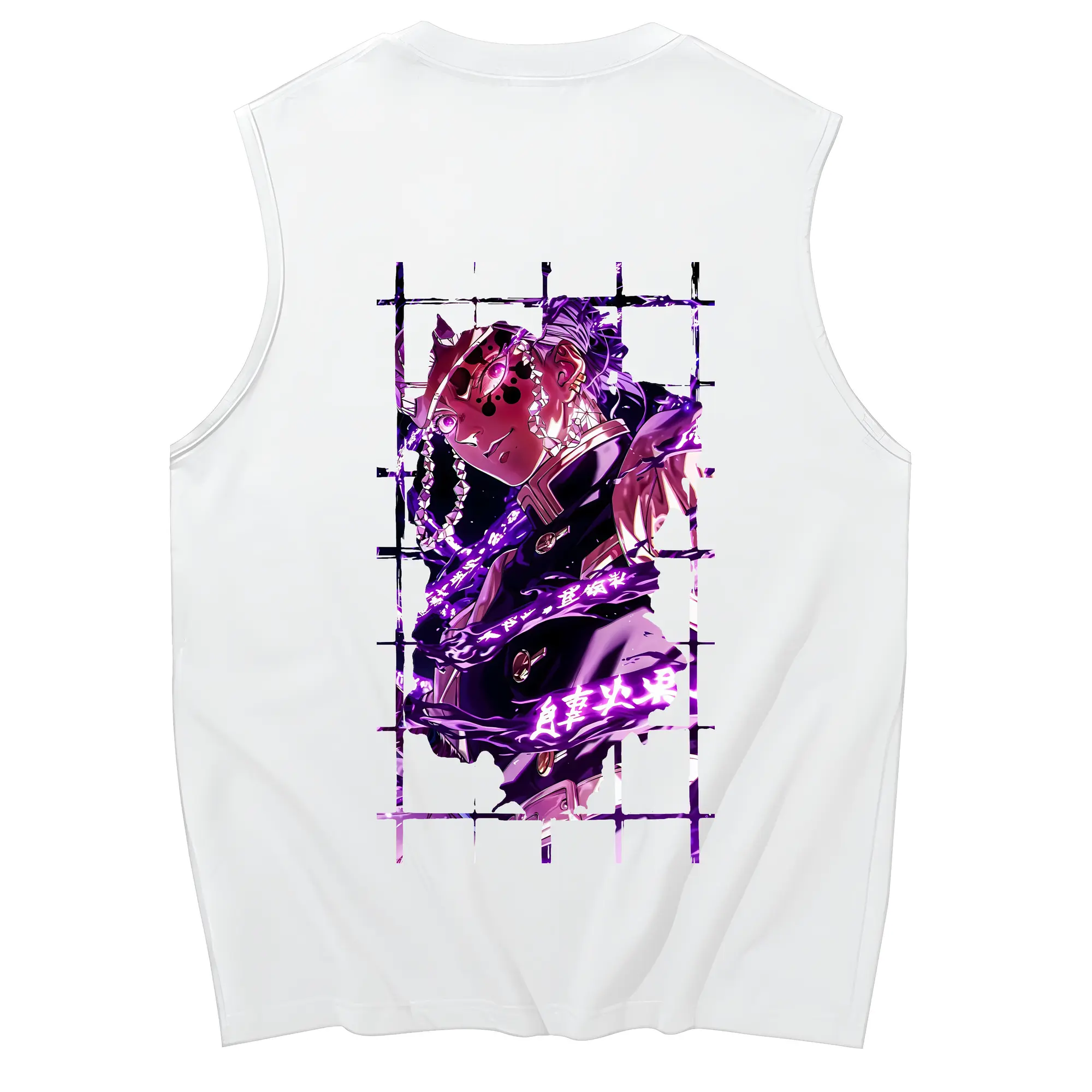 鬼滅の刃 グッズ,宇髄 天元 - コットン100％ タンクトップ ・ 背面プリント ・ タイトシルエット ・ 快適 通気性 ・ スポーツ カジュアル 散歩用
