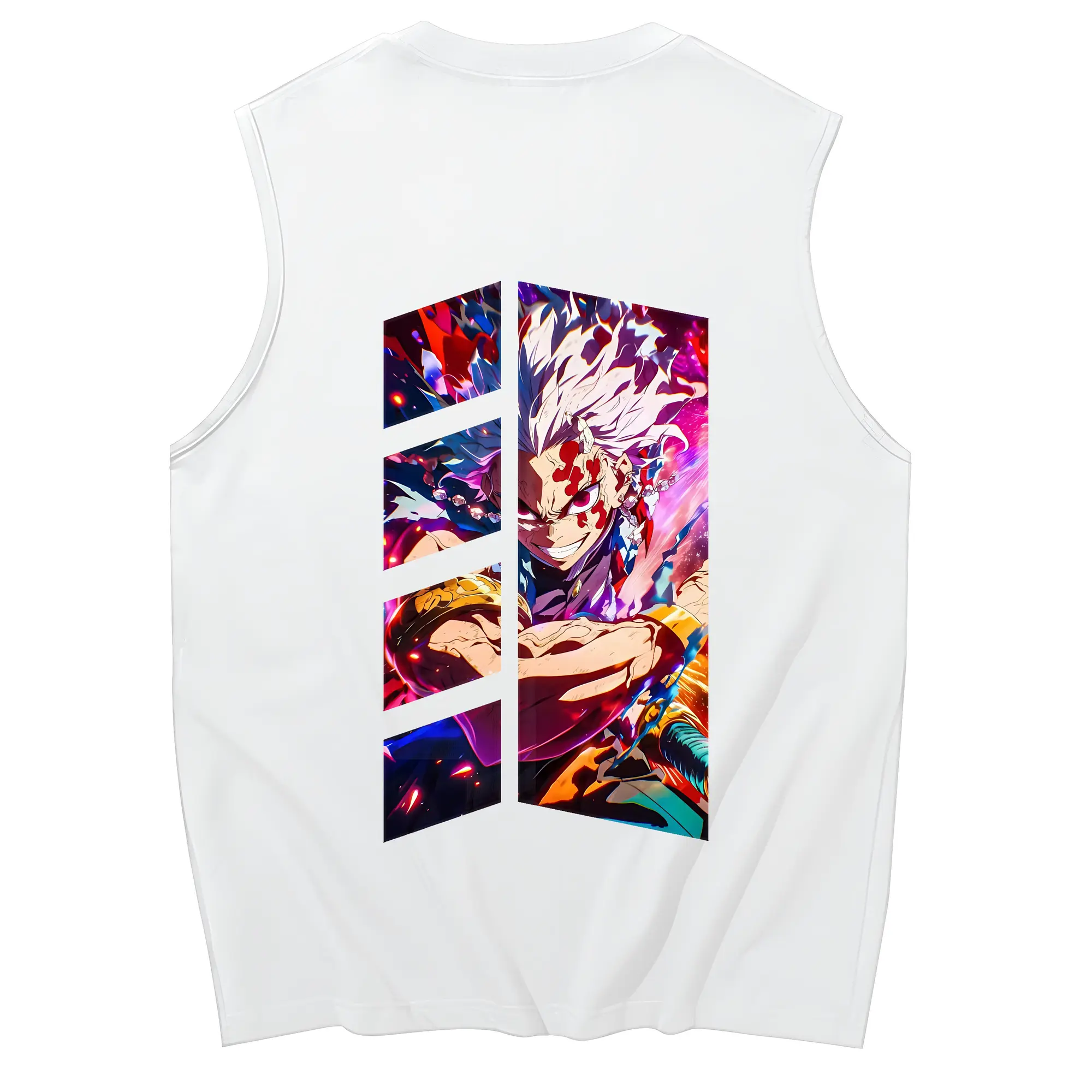 鬼滅の刃 グッズ,宇髄 天元 - コットン100％ タンクトップ ・ 背面プリント ・ タイトシルエット ・ 快適 通気性 ・ スポーツ カジュアル 散歩用