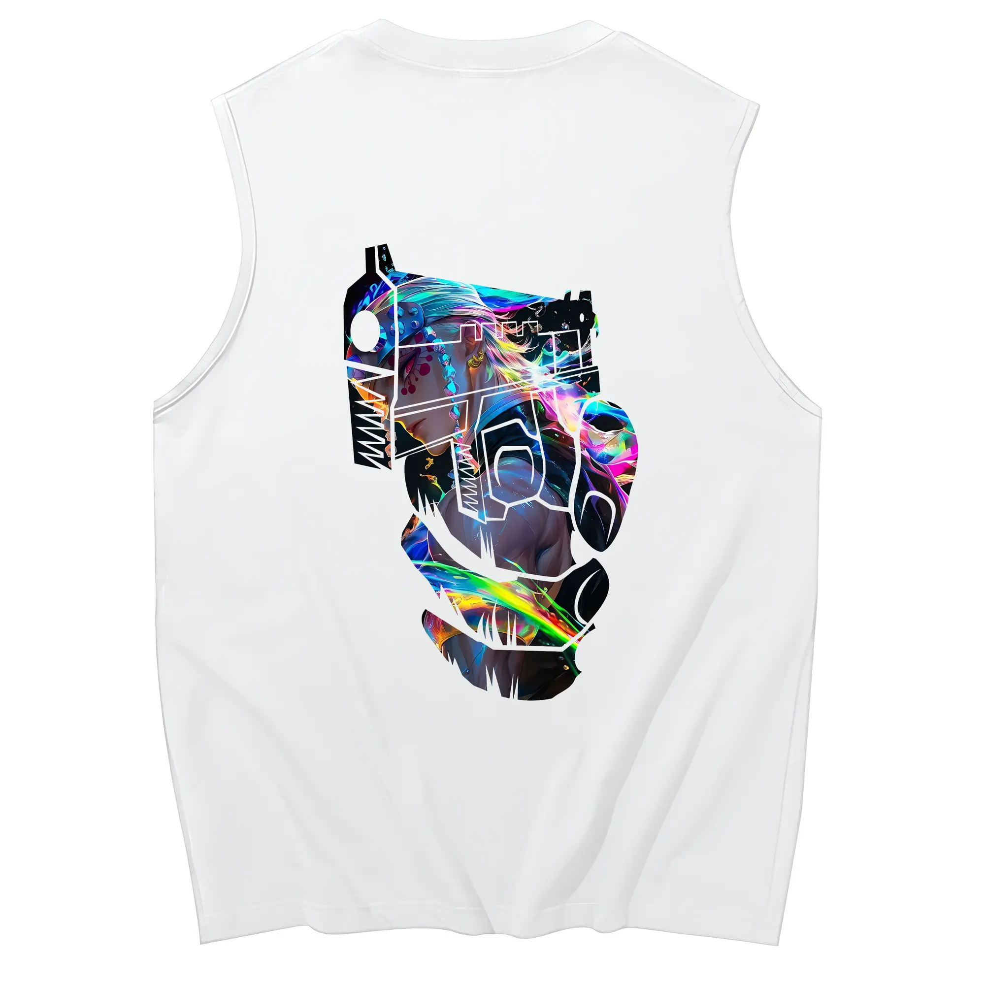 鬼滅の刃 グッズ,宇髄 天元 - コットン100％ タンクトップ ・ 背面プリント ・ タイトシルエット ・ 快適 通気性 ・ スポーツ カジュアル 散歩用