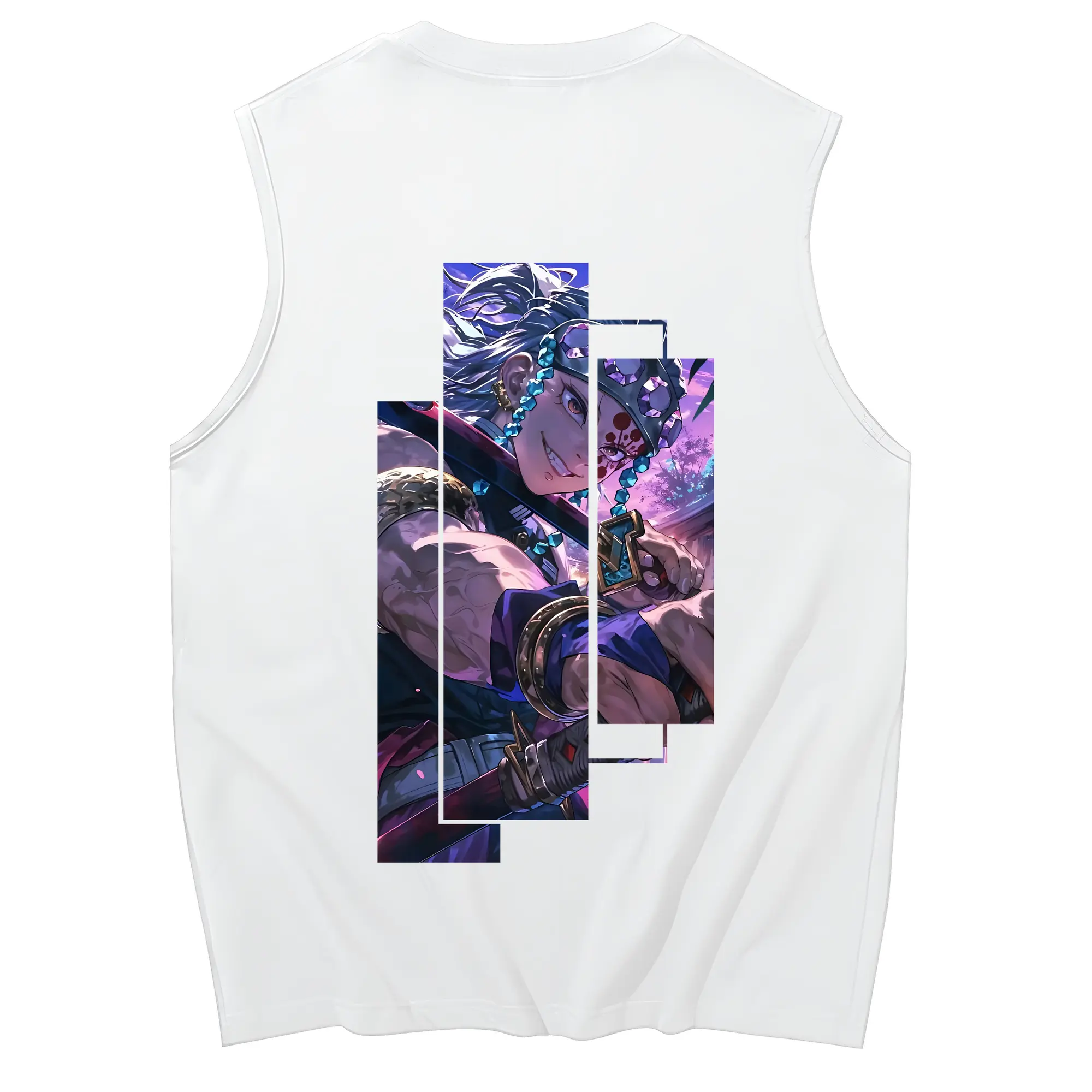 鬼滅の刃 グッズ,宇髄 天元 - コットン100％ タンクトップ ・ 背面プリント ・ タイトシルエット ・ 快適 通気性 ・ スポーツ カジュアル 散歩用