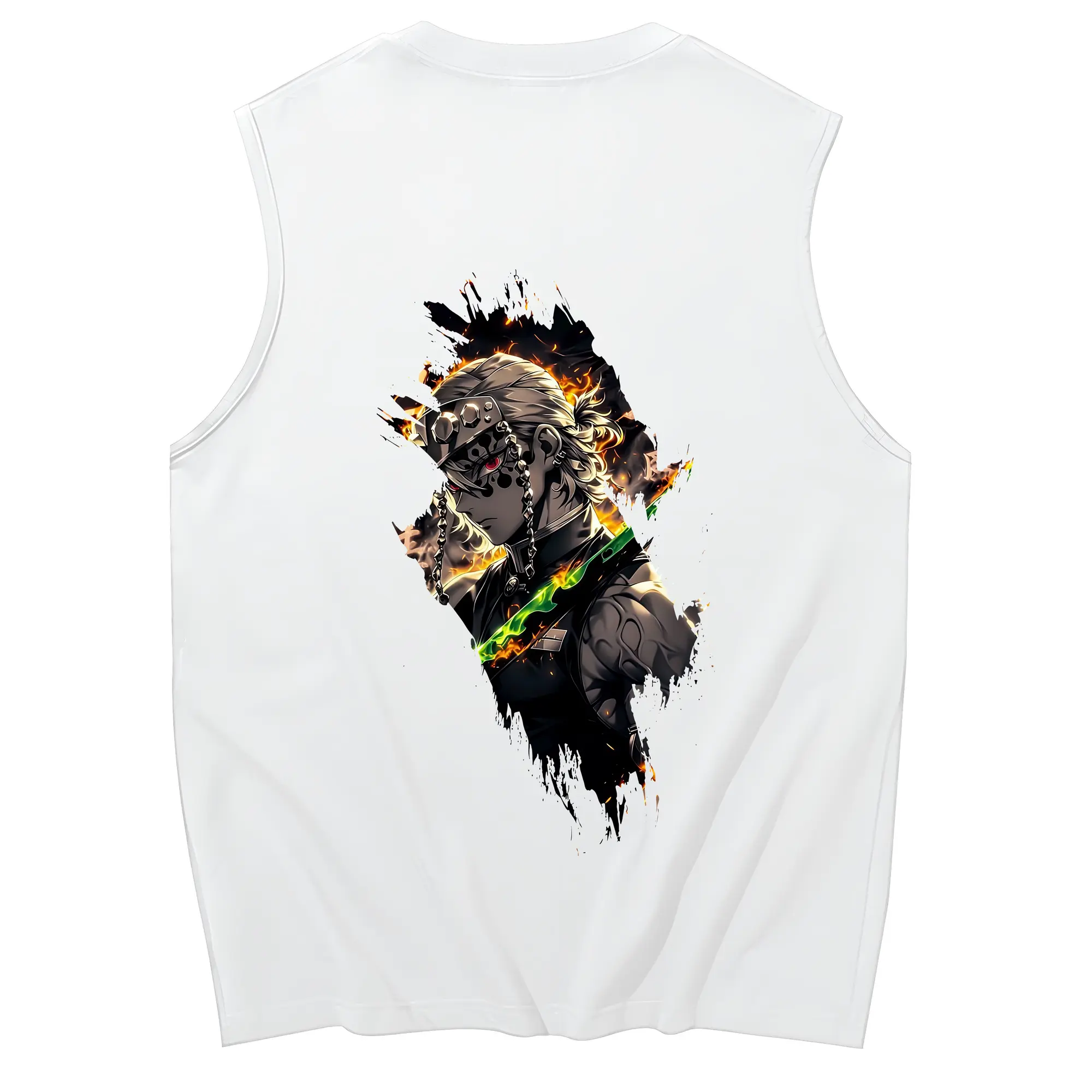 鬼滅の刃 グッズ,宇髄 天元 - コットン100％ タンクトップ ・ 背面プリント ・ タイトシルエット ・ 快適 通気性 ・ スポーツ カジュアル 散歩用