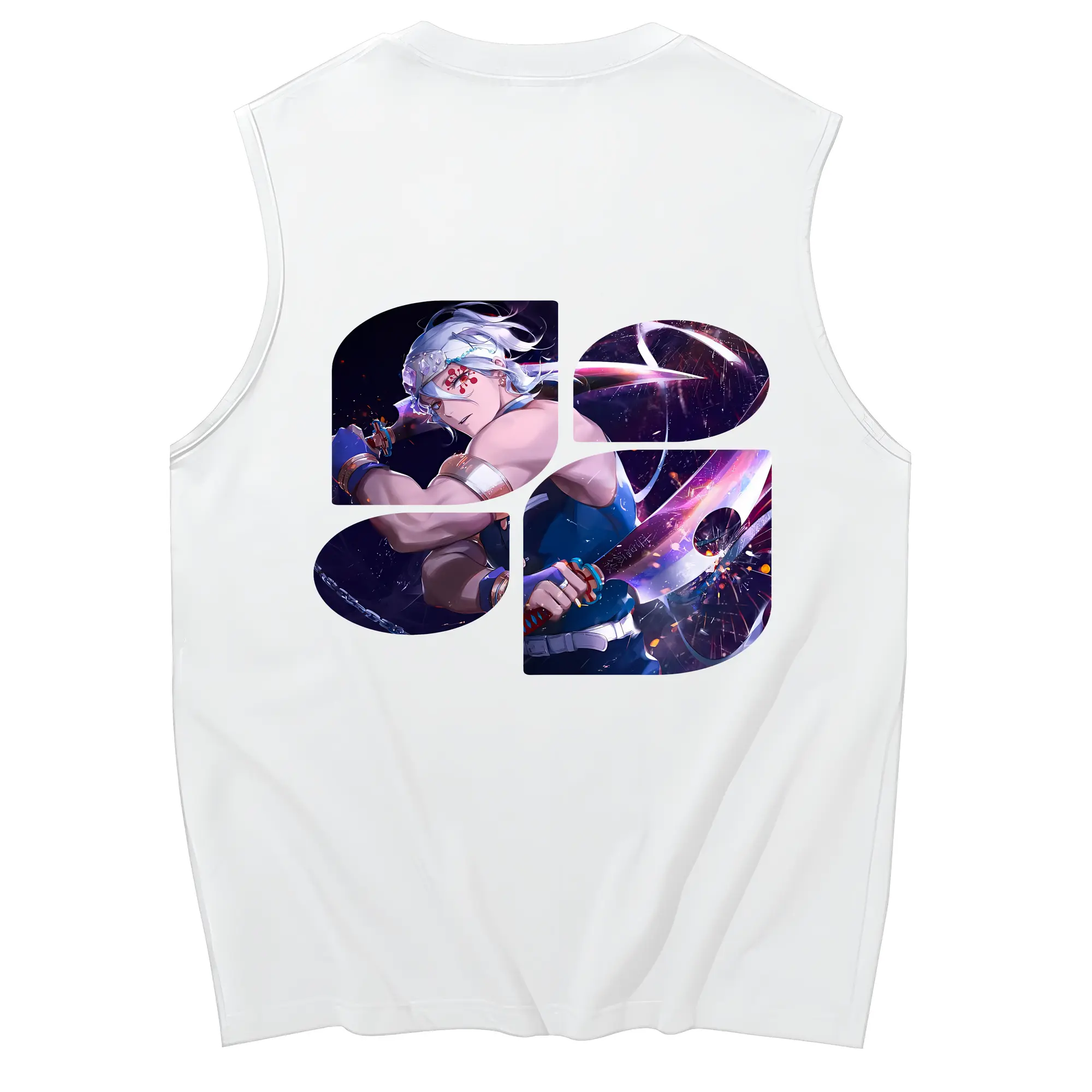 鬼滅の刃 グッズ,宇髄 天元 - コットン100％ タンクトップ ・ 背面プリント ・ タイトシルエット ・ 快適 通気性 ・ スポーツ カジュアル 散歩用