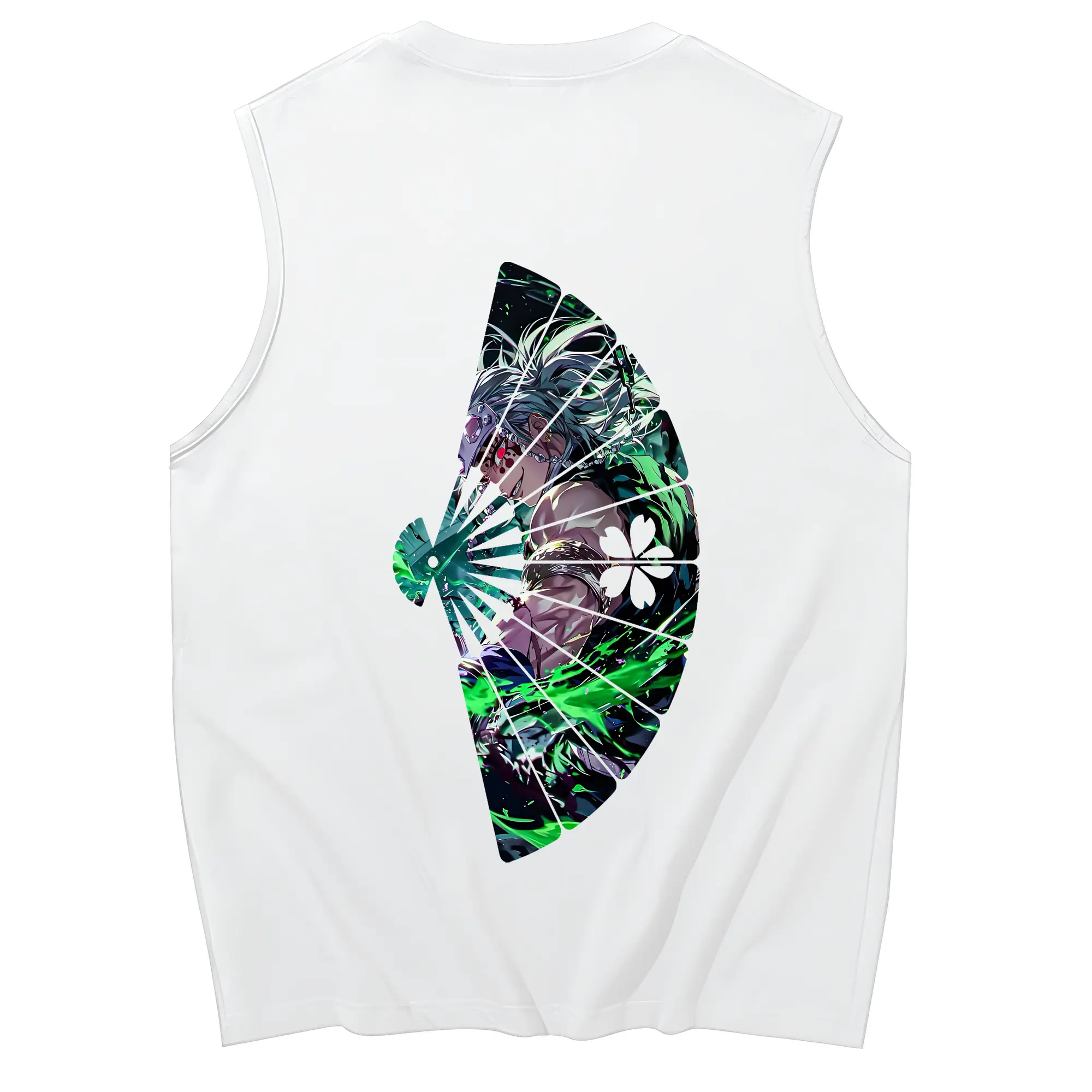 鬼滅の刃 グッズ,宇髄 天元 - コットン100％ タンクトップ ・ 背面プリント ・ タイトシルエット ・ 快適 通気性 ・ スポーツ カジュアル 散歩用