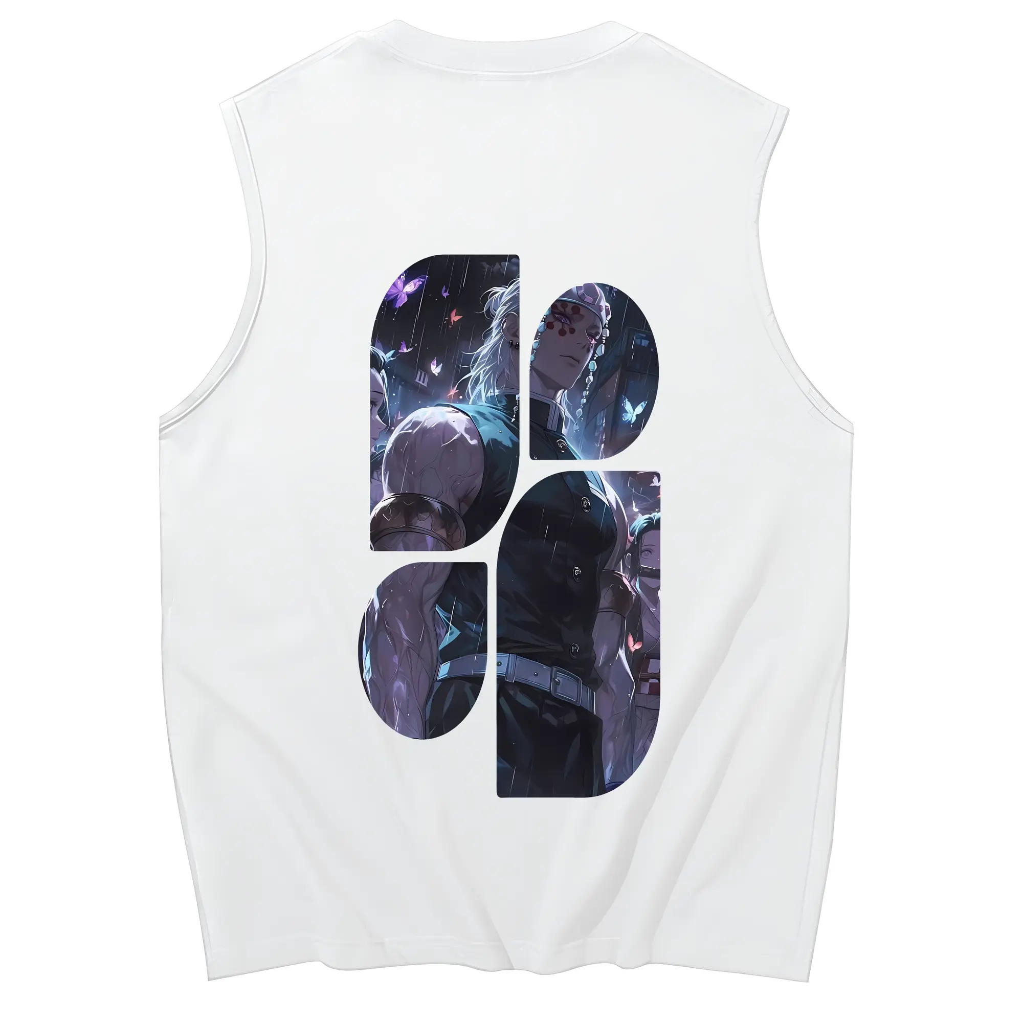 鬼滅の刃 グッズ,宇髄 天元 - コットン100％ タンクトップ ・ 背面プリント ・ タイトシルエット ・ 快適 通気性 ・ スポーツ カジュアル 散歩用