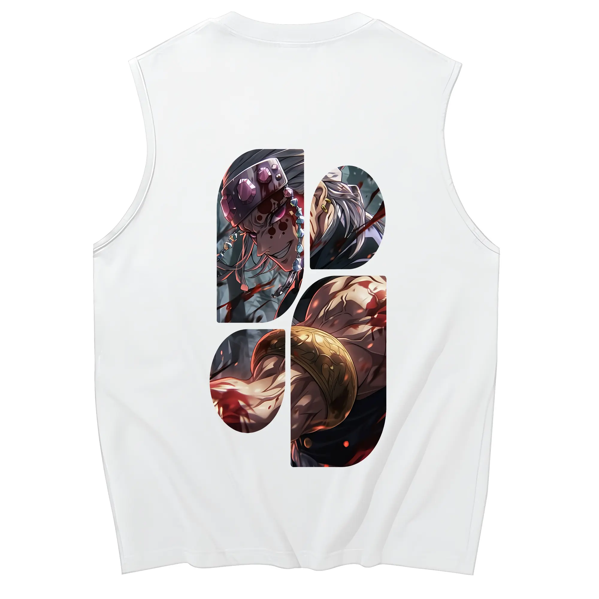 鬼滅の刃 グッズ,宇髄 天元 - コットン100％ タンクトップ ・ 背面プリント ・ タイトシルエット ・ 快適 通気性 ・ スポーツ カジュアル 散歩用