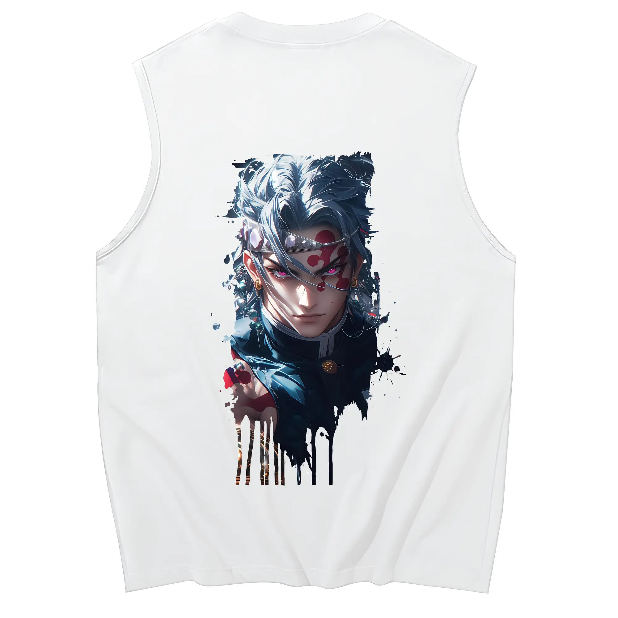 鬼滅の刃 グッズ,宇髄 天元 - コットン100％ タンクトップ ・ 背面プリント ・ タイトシルエット ・ 快適 通気性 ・ スポーツ カジュアル 散歩用