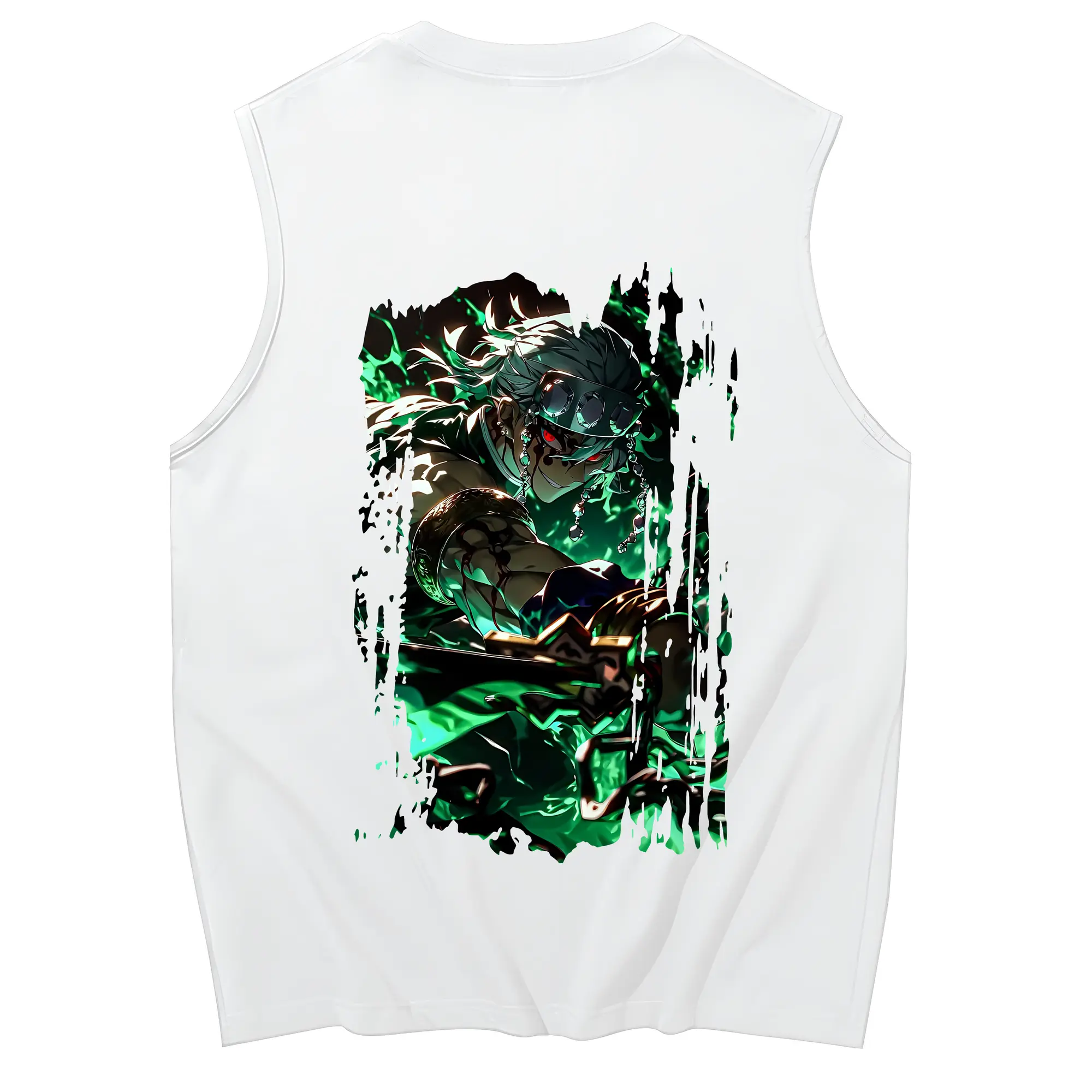 鬼滅の刃 グッズ,宇髄 天元 - コットン100％ タンクトップ ・ 背面プリント ・ タイトシルエット ・ 快適 通気性 ・ スポーツ カジュアル 散歩用