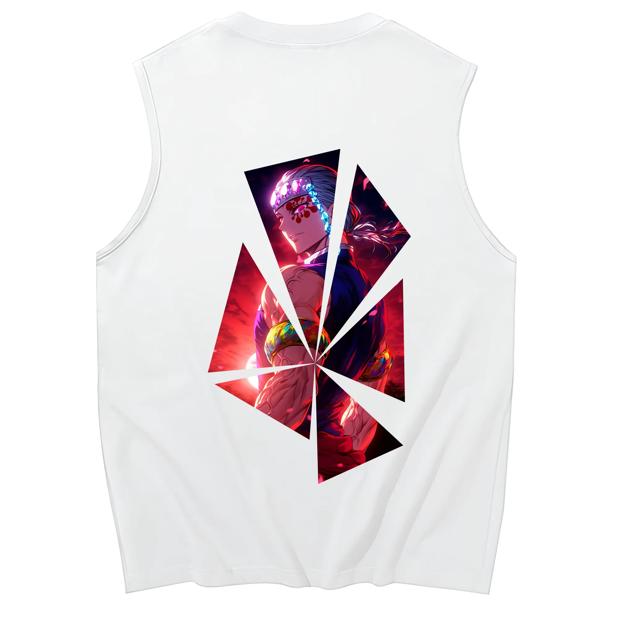 鬼滅の刃 グッズ,宇髄 天元 - コットン100％ タンクトップ ・ 背面プリント ・ タイトシルエット ・ 快適 通気性 ・ スポーツ カジュアル 散歩用