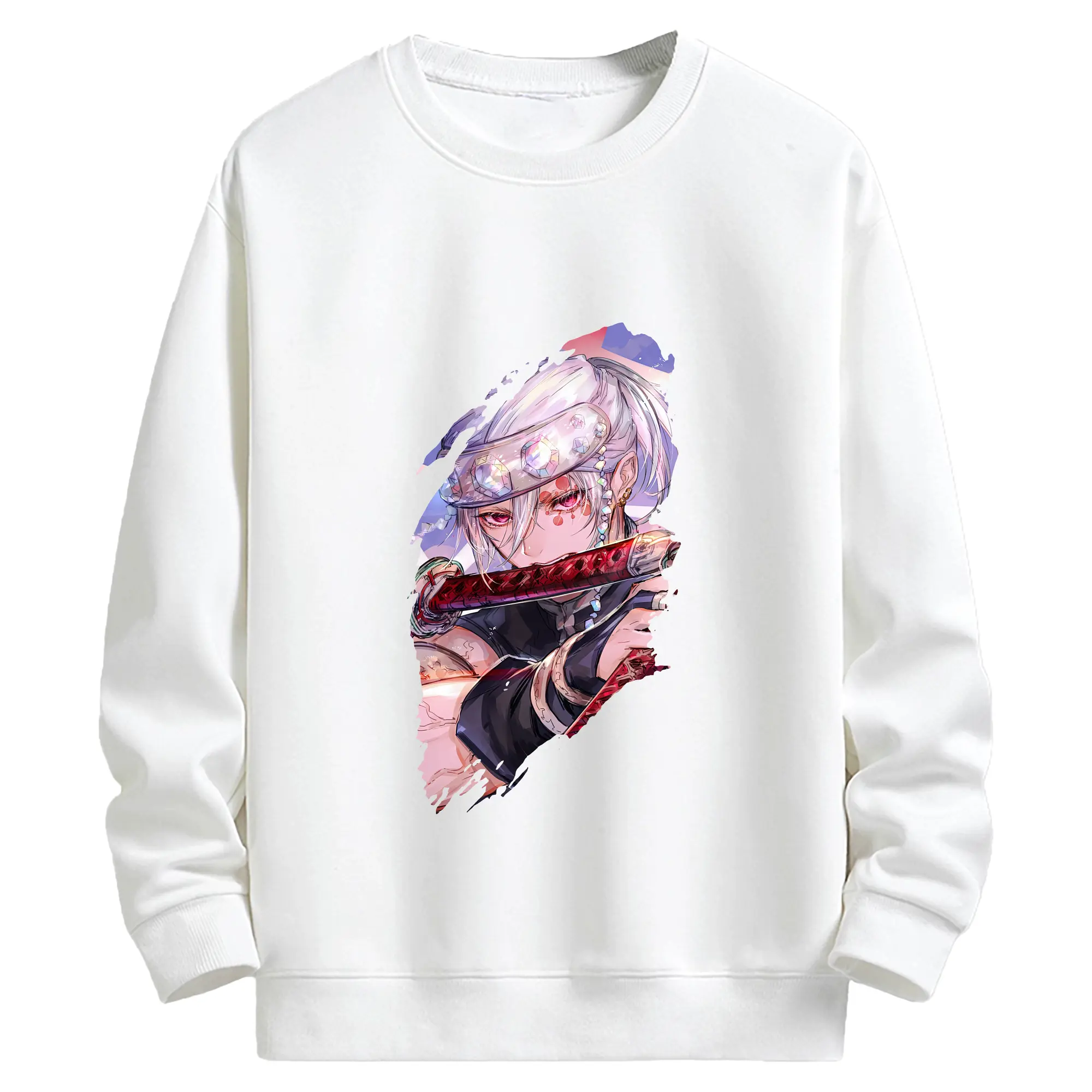 鬼滅の刃 グッズ,宇髄 天元 - 高品質 クルーネック スウェット ・ コットン59％ ポリエステル41％ ・ ユニセックス 長袖 トレーナー ・ カジュアル デイリー スポーツ 散歩用