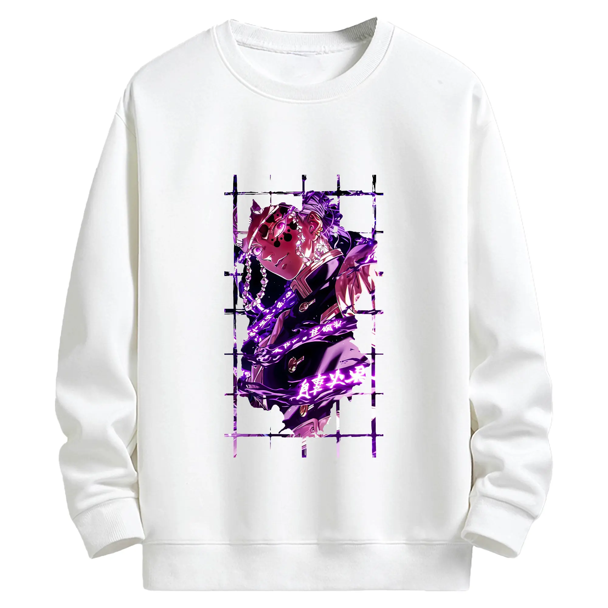 鬼滅の刃 グッズ,宇髄 天元 - 高品質 クルーネック スウェット ・ コットン59％ ポリエステル41％ ・ ユニセックス 長袖 トレーナー ・ カジュアル デイリー スポーツ 散歩用