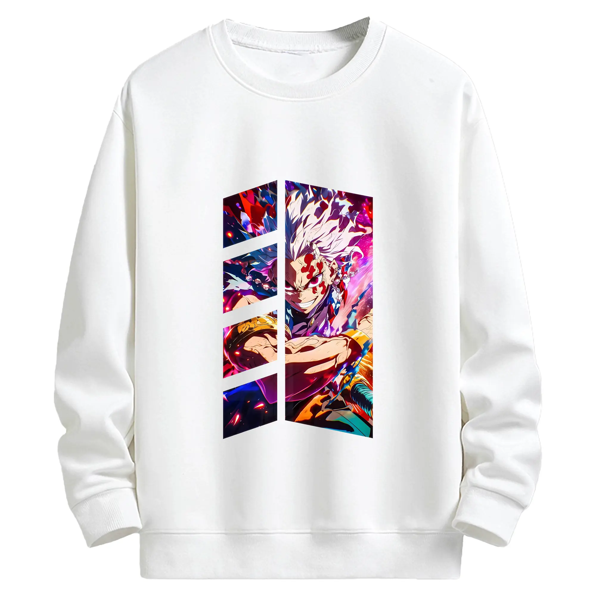 鬼滅の刃 グッズ,宇髄 天元 - 高品質 クルーネック スウェット ・ コットン59％ ポリエステル41％ ・ ユニセックス 長袖 トレーナー ・ カジュアル デイリー スポーツ 散歩用