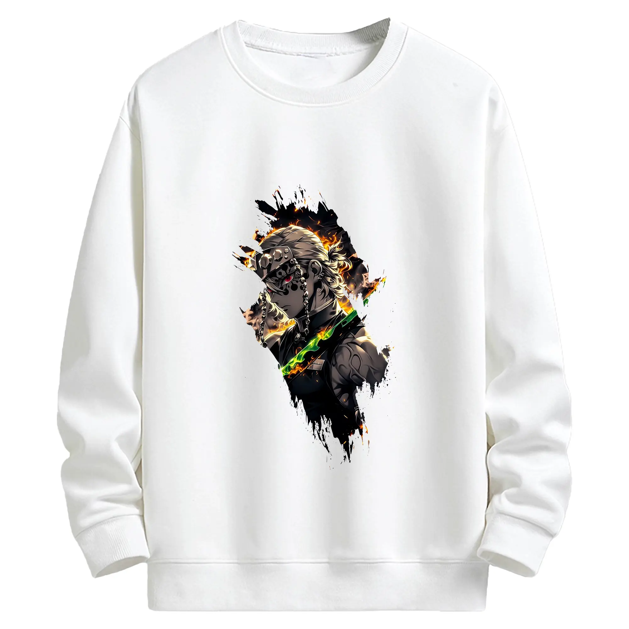 鬼滅の刃 グッズ,宇髄 天元 - 高品質 クルーネック スウェット ・ コットン59％ ポリエステル41％ ・ ユニセックス 長袖 トレーナー ・ カジュアル デイリー スポーツ 散歩用