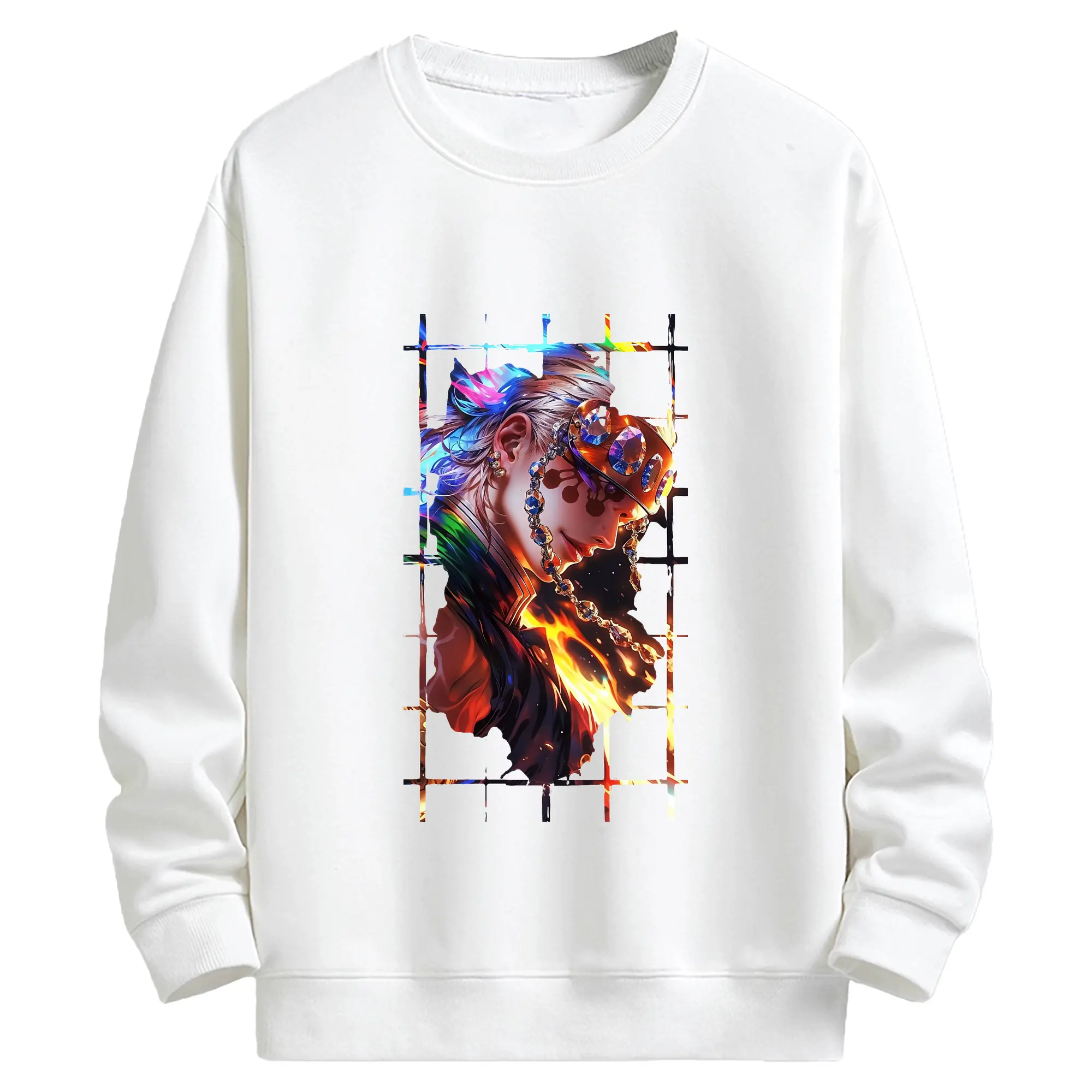 鬼滅の刃 グッズ,宇髄 天元 - 高品質 クルーネック スウェット ・ コットン59％ ポリエステル41％ ・ ユニセックス 長袖 トレーナー ・ カジュアル デイリー スポーツ 散歩用