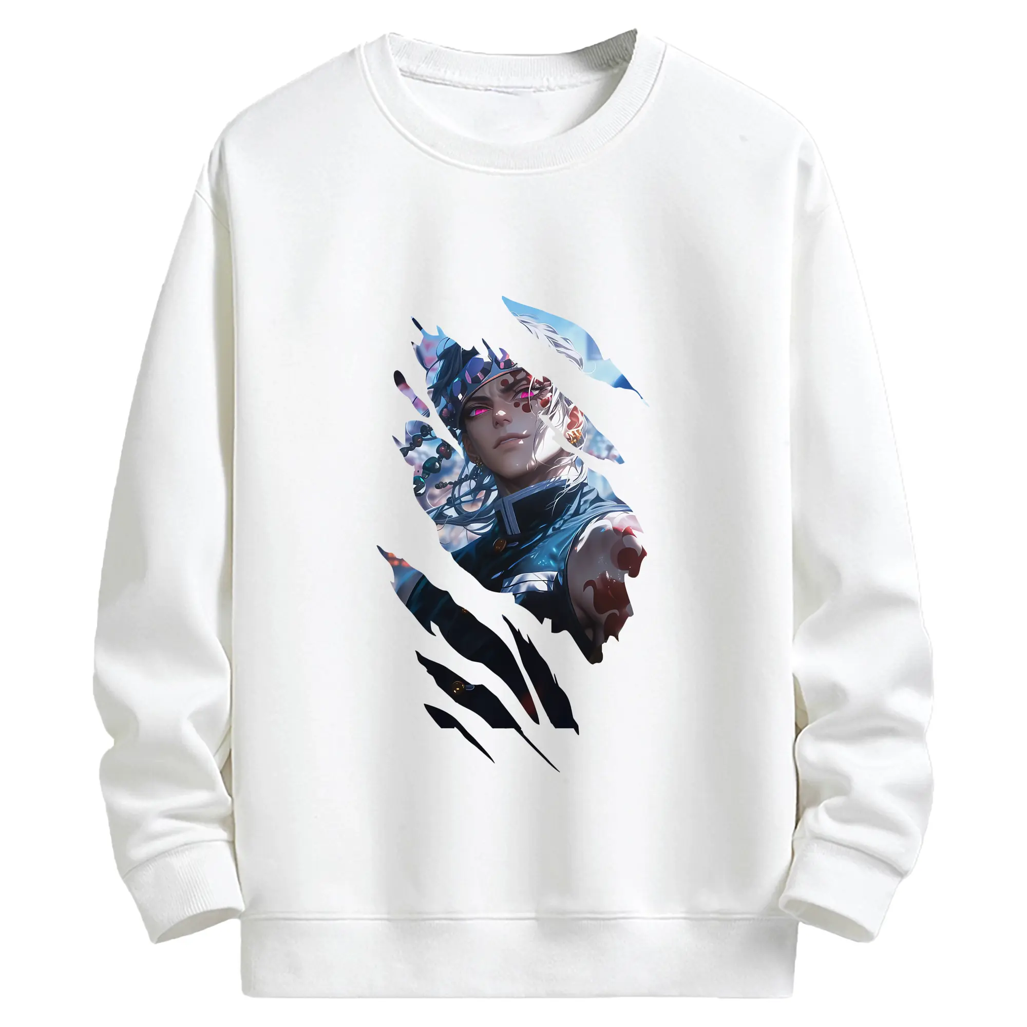 鬼滅の刃 グッズ,宇髄 天元 - 高品質 クルーネック スウェット ・ コットン59％ ポリエステル41％ ・ ユニセックス 長袖 トレーナー ・ カジュアル デイリー スポーツ 散歩用