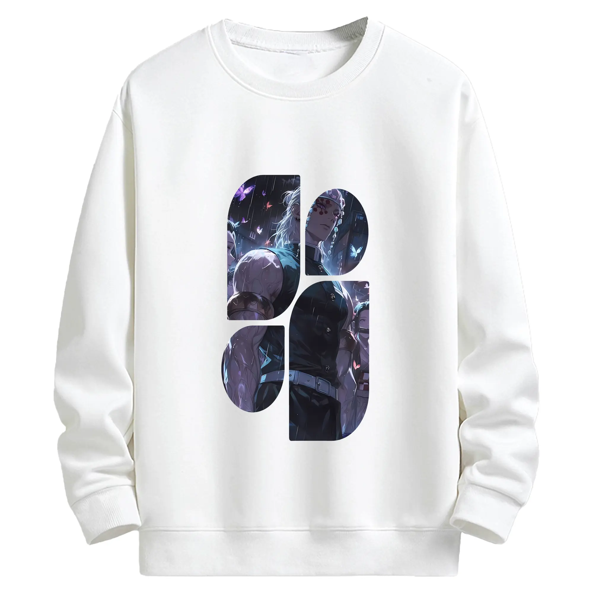 鬼滅の刃 グッズ,宇髄 天元 - 高品質 クルーネック スウェット ・ コットン59％ ポリエステル41％ ・ ユニセックス 長袖 トレーナー ・ カジュアル デイリー スポーツ 散歩用