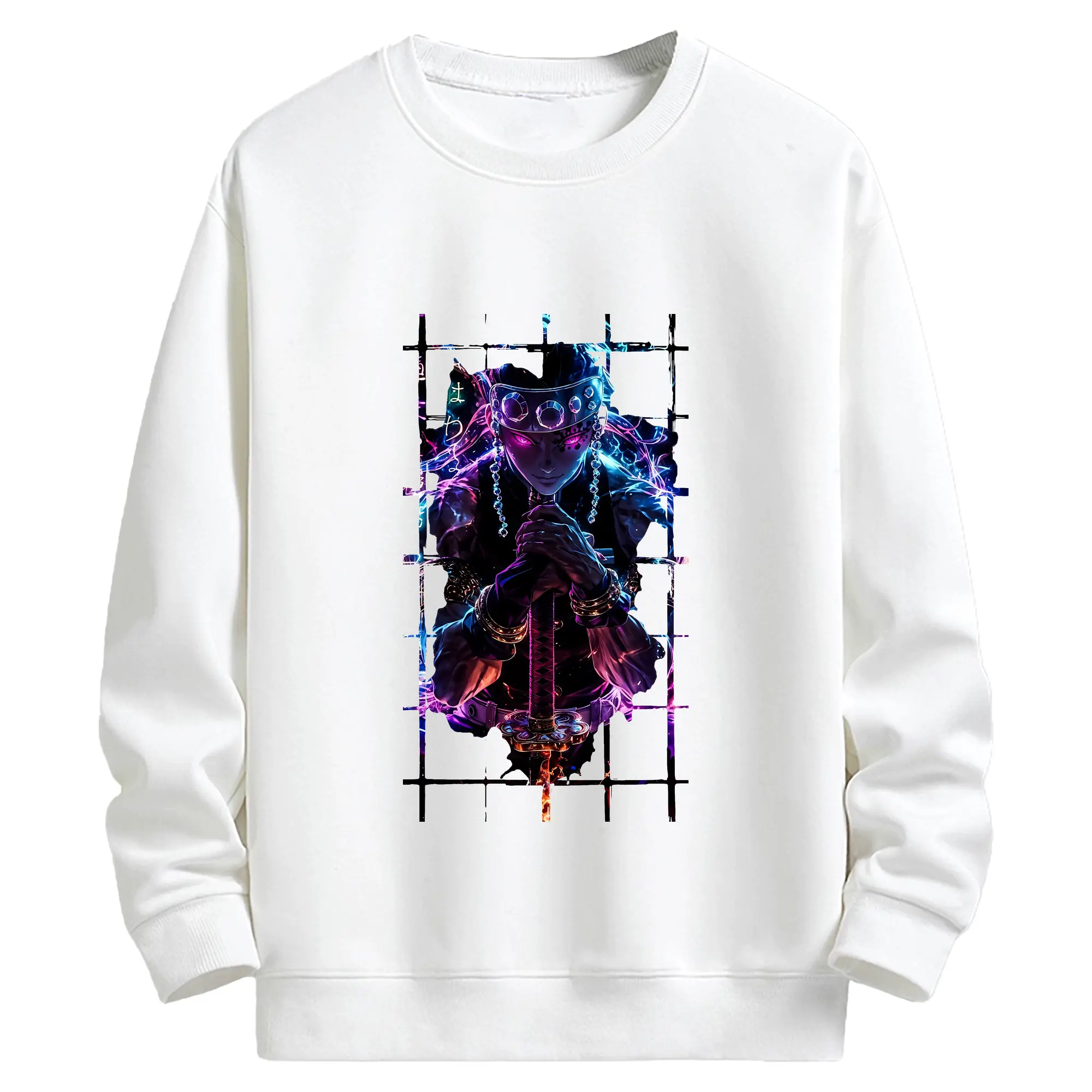 鬼滅の刃 グッズ,宇髄 天元 - 高品質 クルーネック スウェット ・ コットン59％ ポリエステル41％ ・ ユニセックス 長袖 トレーナー ・ カジュアル デイリー スポーツ 散歩用