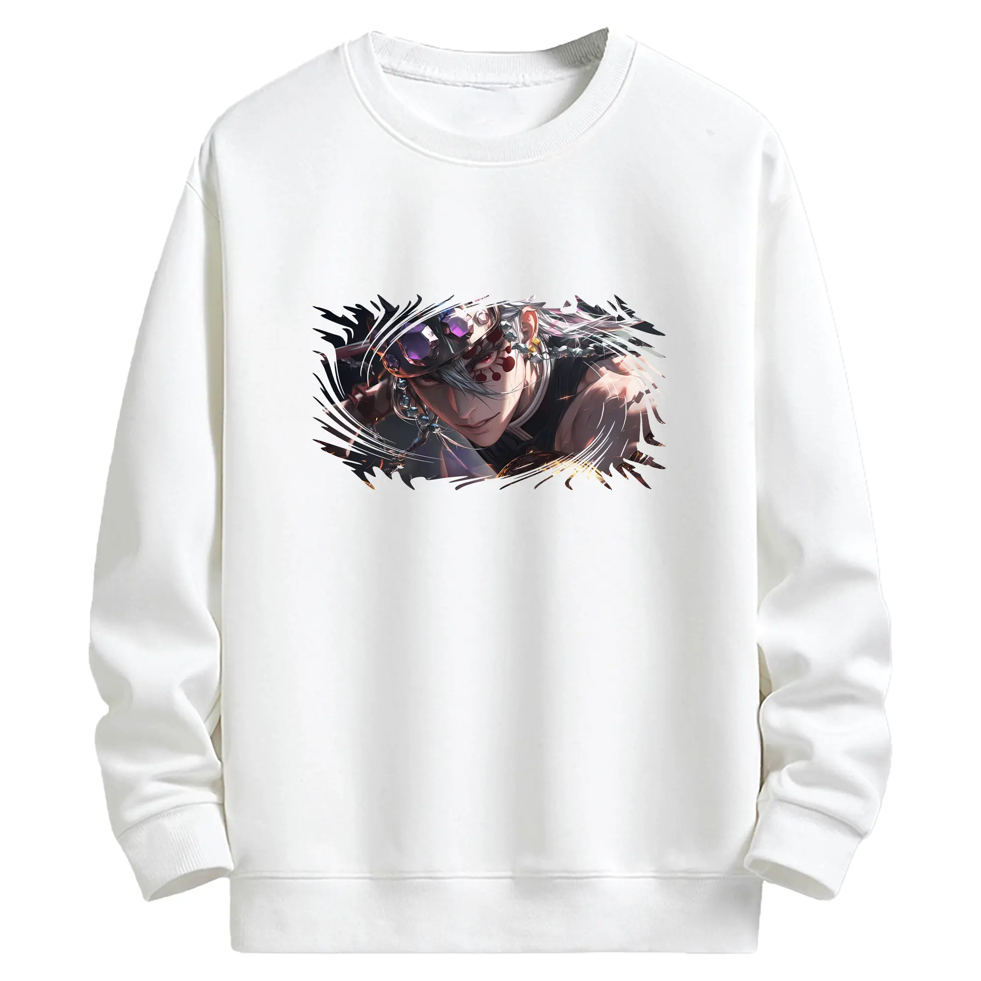 鬼滅の刃 グッズ,宇髄 天元 - 高品質 クルーネック スウェット ・ コットン59％ ポリエステル41％ ・ ユニセックス 長袖 トレーナー ・ カジュアル デイリー スポーツ 散歩用