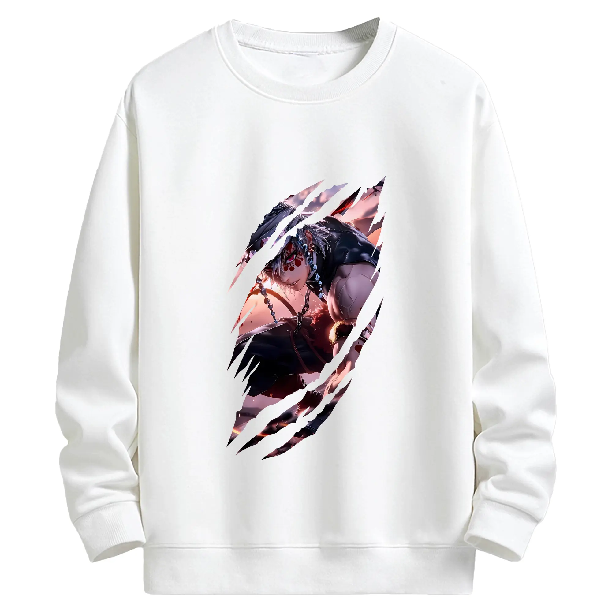 鬼滅の刃 グッズ,宇髄 天元 - 高品質 クルーネック スウェット ・ コットン59％ ポリエステル41％ ・ ユニセックス 長袖 トレーナー ・ カジュアル デイリー スポーツ 散歩用