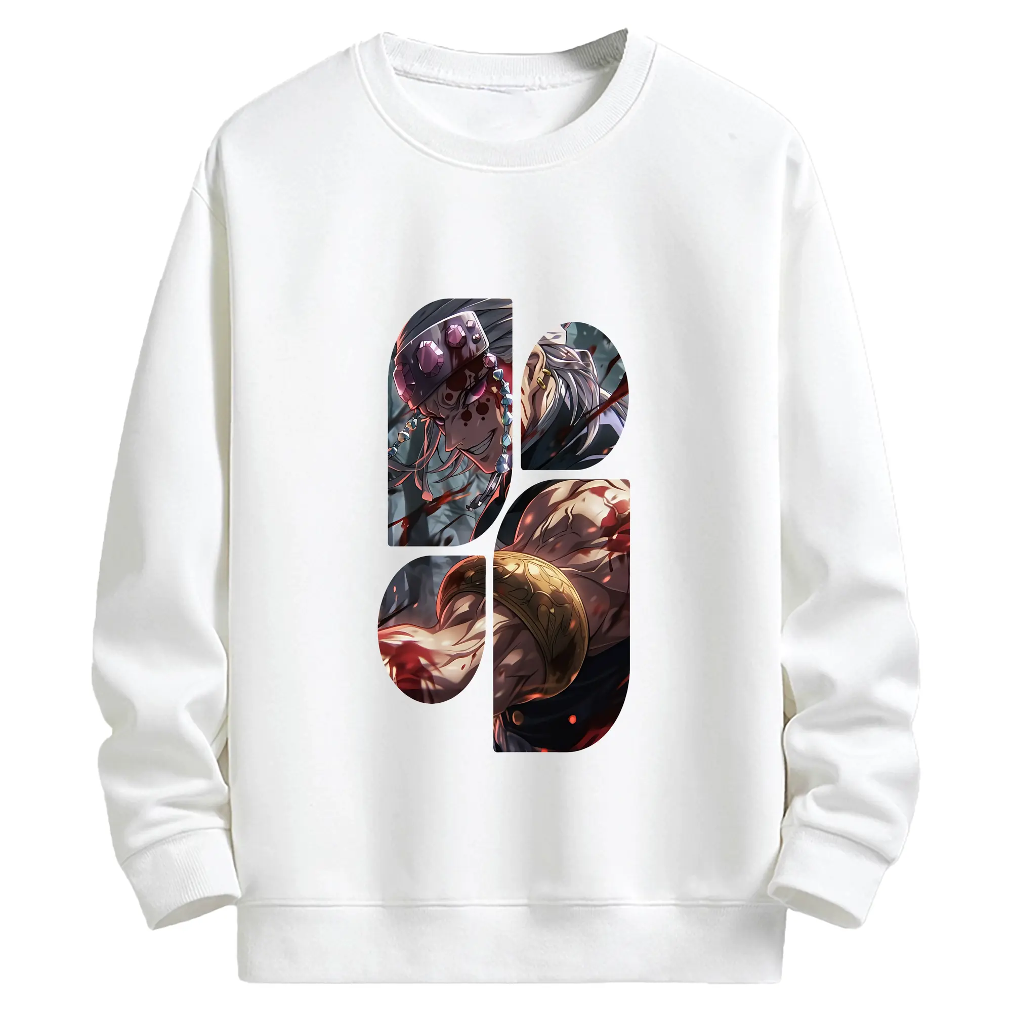 鬼滅の刃 グッズ,宇髄 天元 - 高品質 クルーネック スウェット ・ コットン59％ ポリエステル41％ ・ ユニセックス 長袖 トレーナー ・ カジュアル デイリー スポーツ 散歩用