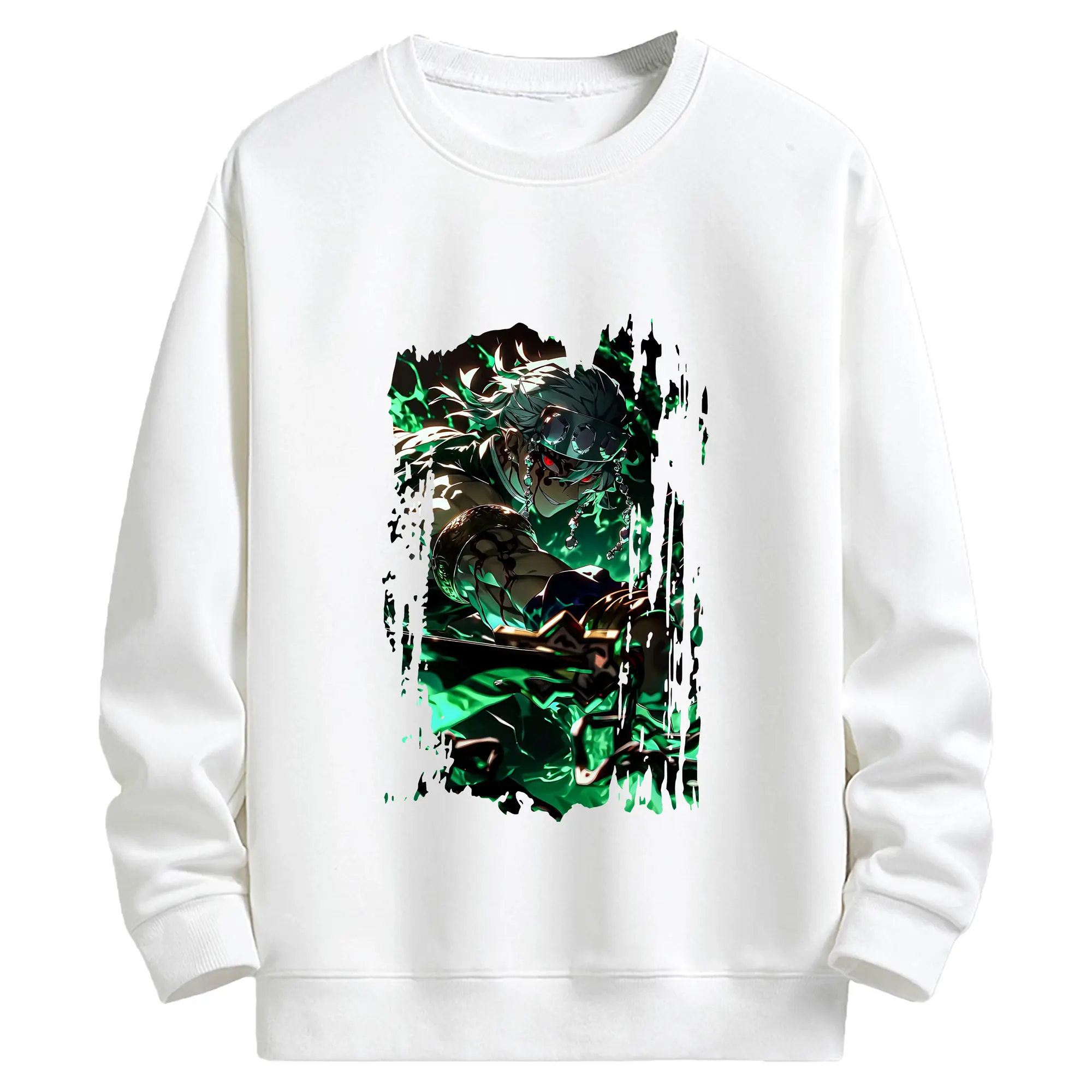 鬼滅の刃 グッズ,宇髄 天元 - 高品質 クルーネック スウェット ・ コットン59％ ポリエステル41％ ・ ユニセックス 長袖 トレーナー ・ カジュアル デイリー スポーツ 散歩用