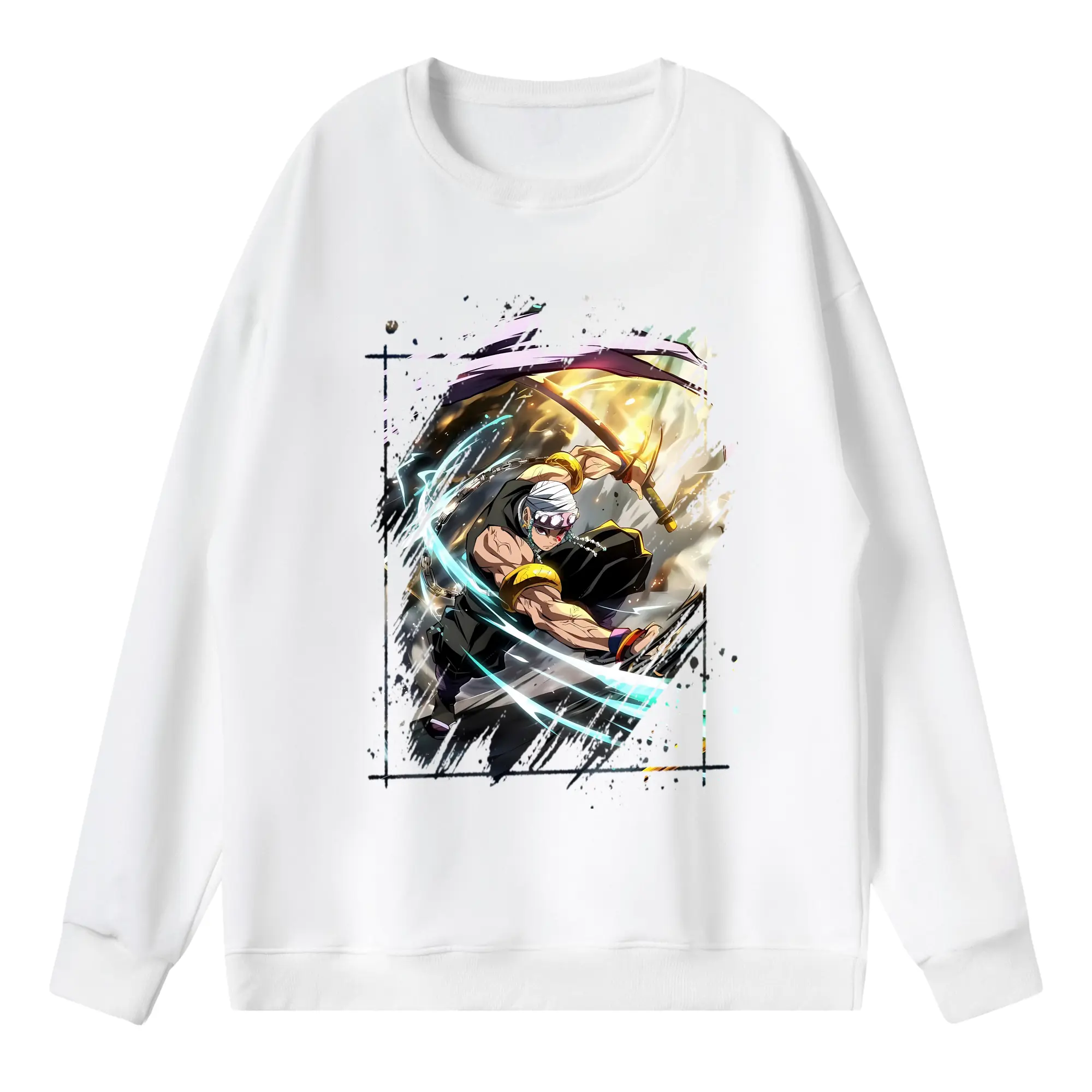 鬼滅の刃 グッズ,宇髄 天元 - 薄手 クルーネック スウェット 裏毛260g · ポリエステル 春秋向け カジュアル 男女兼用 · トレーナー デイリー スポーツ 散歩に最適