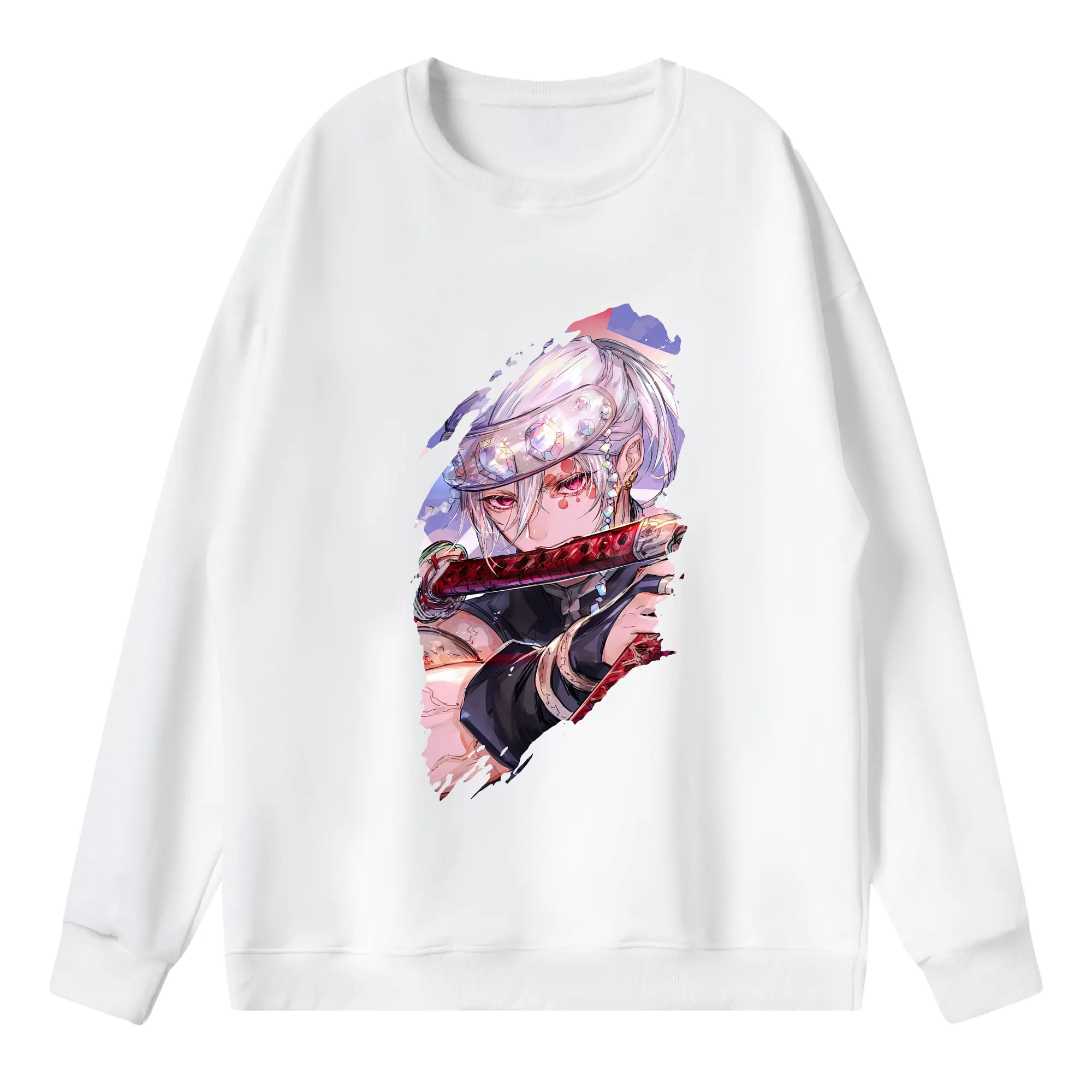 鬼滅の刃 グッズ,宇髄 天元 - 薄手 クルーネック スウェット 裏毛260g · ポリエステル 春秋向け カジュアル 男女兼用 · トレーナー デイリー スポーツ 散歩に最適