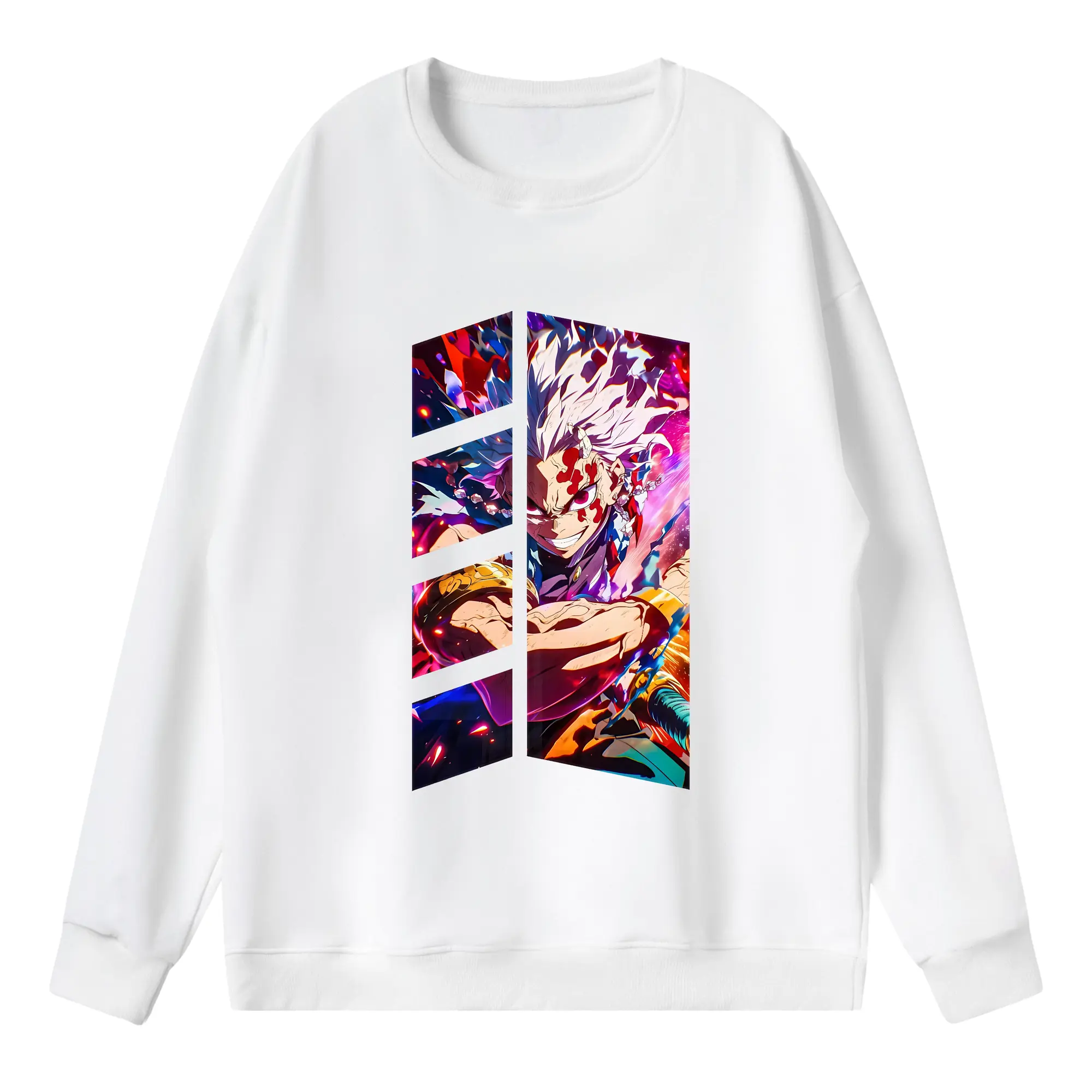 鬼滅の刃 グッズ,宇髄 天元 - 薄手 クルーネック スウェット 裏毛260g · ポリエステル 春秋向け カジュアル 男女兼用 · トレーナー デイリー スポーツ 散歩に最適