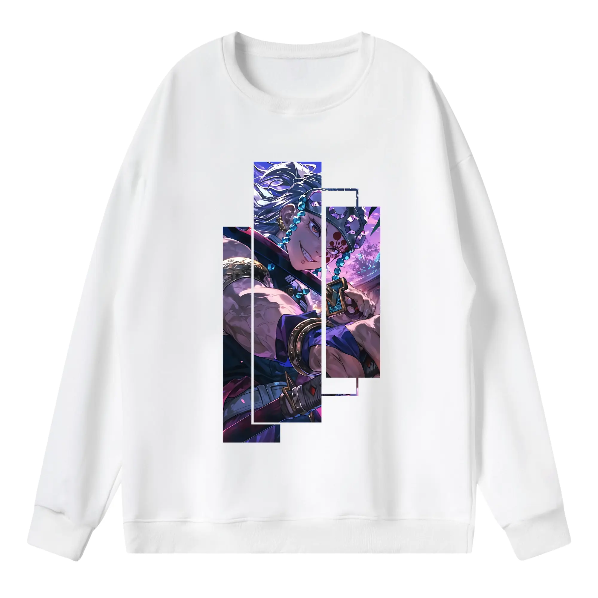 鬼滅の刃 グッズ,宇髄 天元 - 薄手 クルーネック スウェット 裏毛260g · ポリエステル 春秋向け カジュアル 男女兼用 · トレーナー デイリー スポーツ 散歩に最適