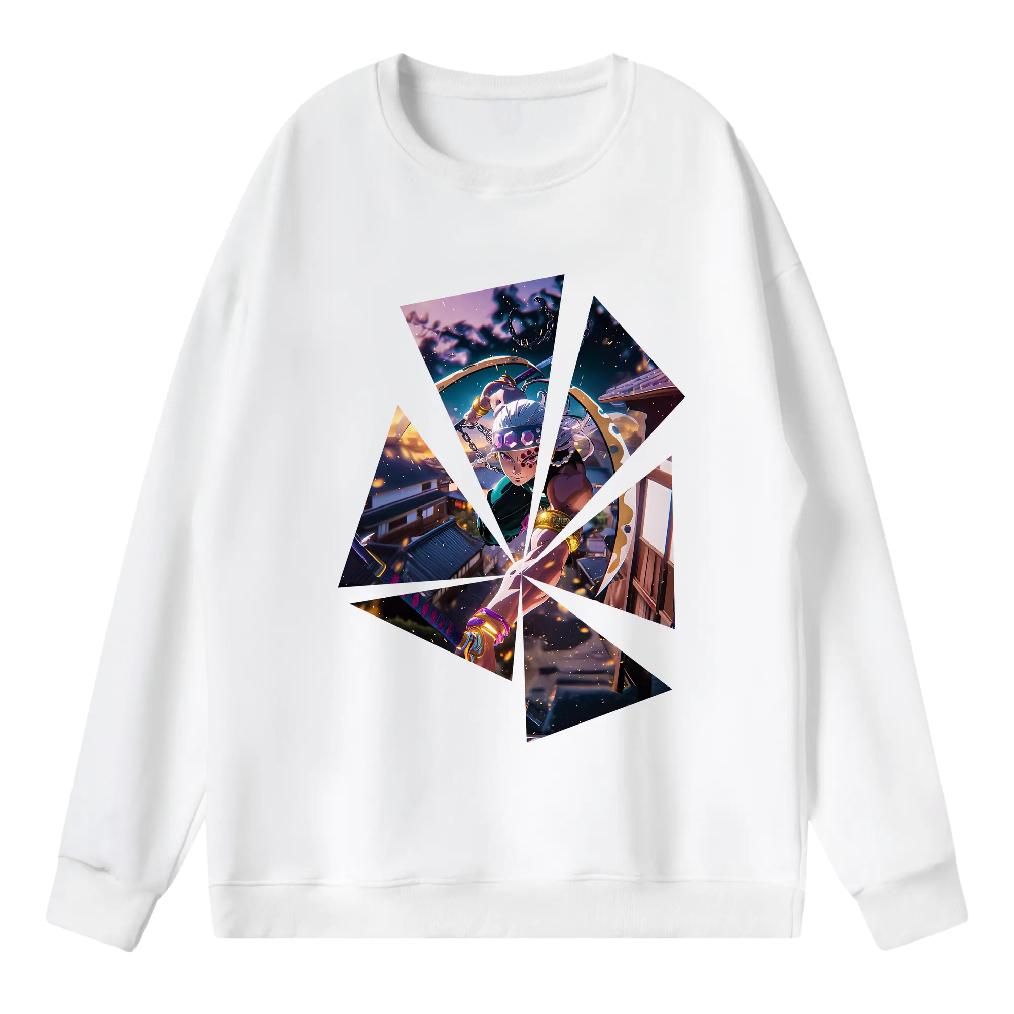 鬼滅の刃 グッズ,宇髄 天元 - 薄手 クルーネック スウェット 裏毛260g · ポリエステル 春秋向け カジュアル 男女兼用 · トレーナー デイリー スポーツ 散歩に最適