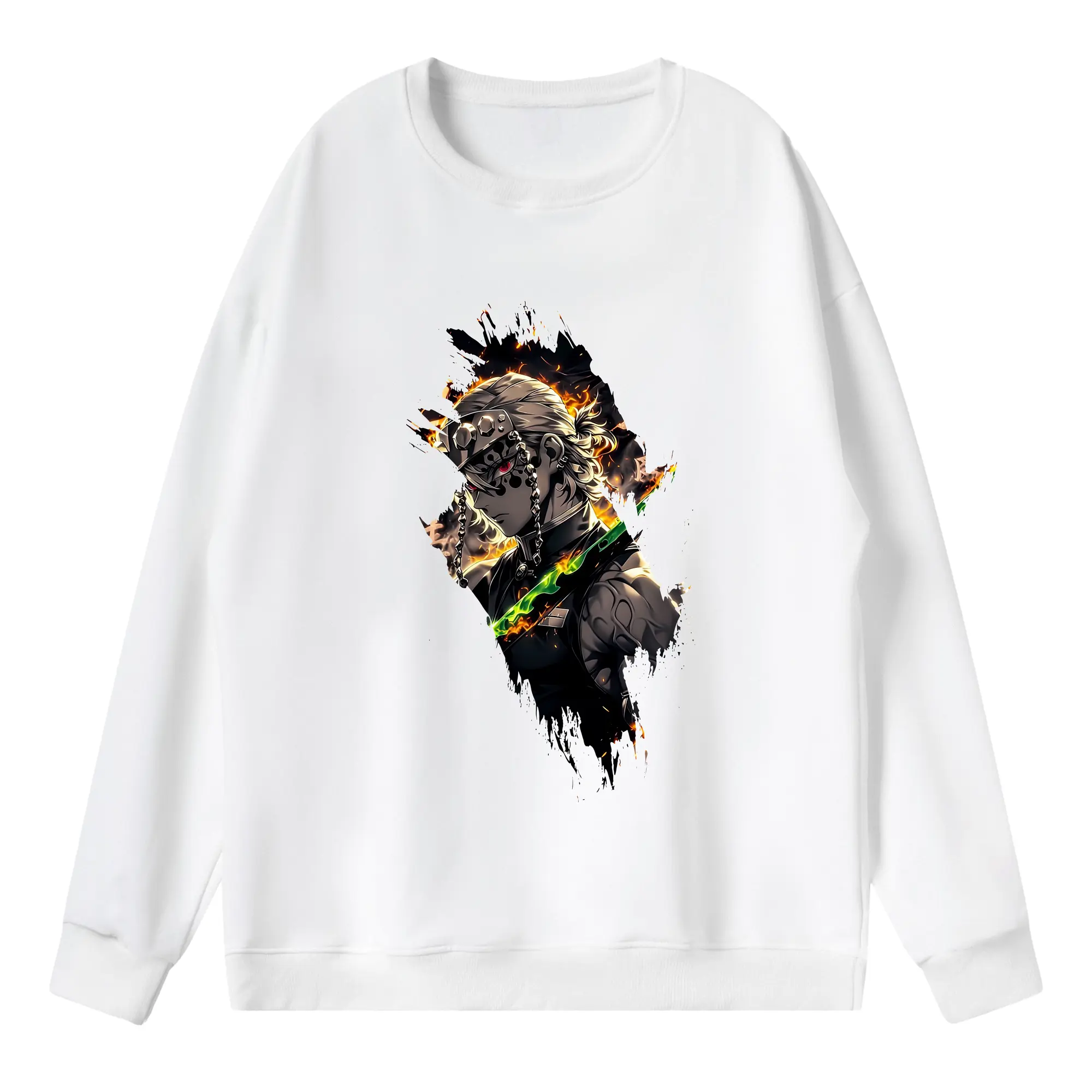 鬼滅の刃 グッズ,宇髄 天元 - 薄手 クルーネック スウェット 裏毛260g · ポリエステル 春秋向け カジュアル 男女兼用 · トレーナー デイリー スポーツ 散歩に最適