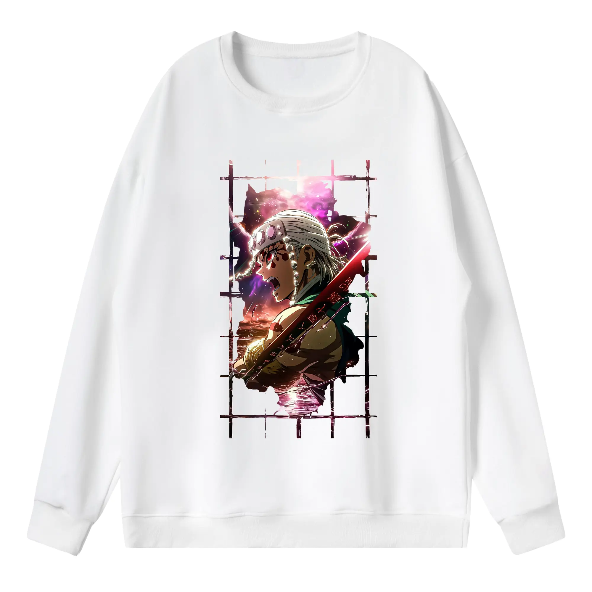 鬼滅の刃 グッズ,宇髄 天元 - 薄手 クルーネック スウェット 裏毛260g · ポリエステル 春秋向け カジュアル 男女兼用 · トレーナー デイリー スポーツ 散歩に最適