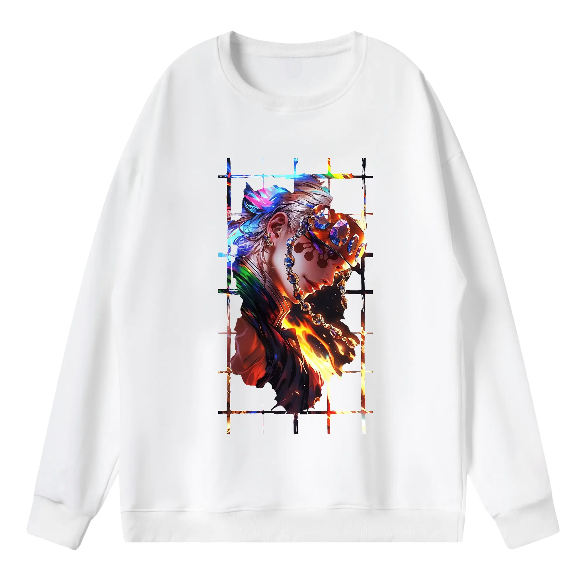 鬼滅の刃 グッズ,宇髄 天元 - 薄手 クルーネック スウェット 裏毛260g · ポリエステル 春秋向け カジュアル 男女兼用 · トレーナー デイリー スポーツ 散歩に最適