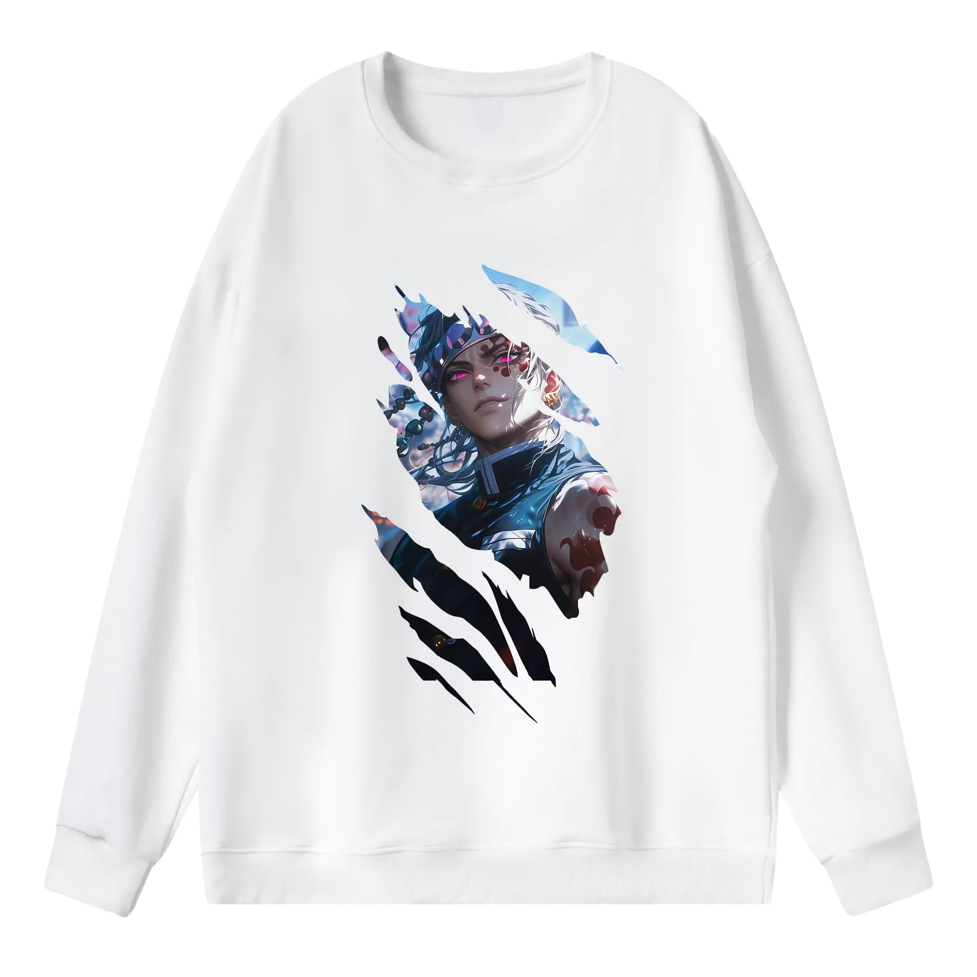 鬼滅の刃 グッズ,宇髄 天元 - 薄手 クルーネック スウェット 裏毛260g · ポリエステル 春秋向け カジュアル 男女兼用 · トレーナー デイリー スポーツ 散歩に最適