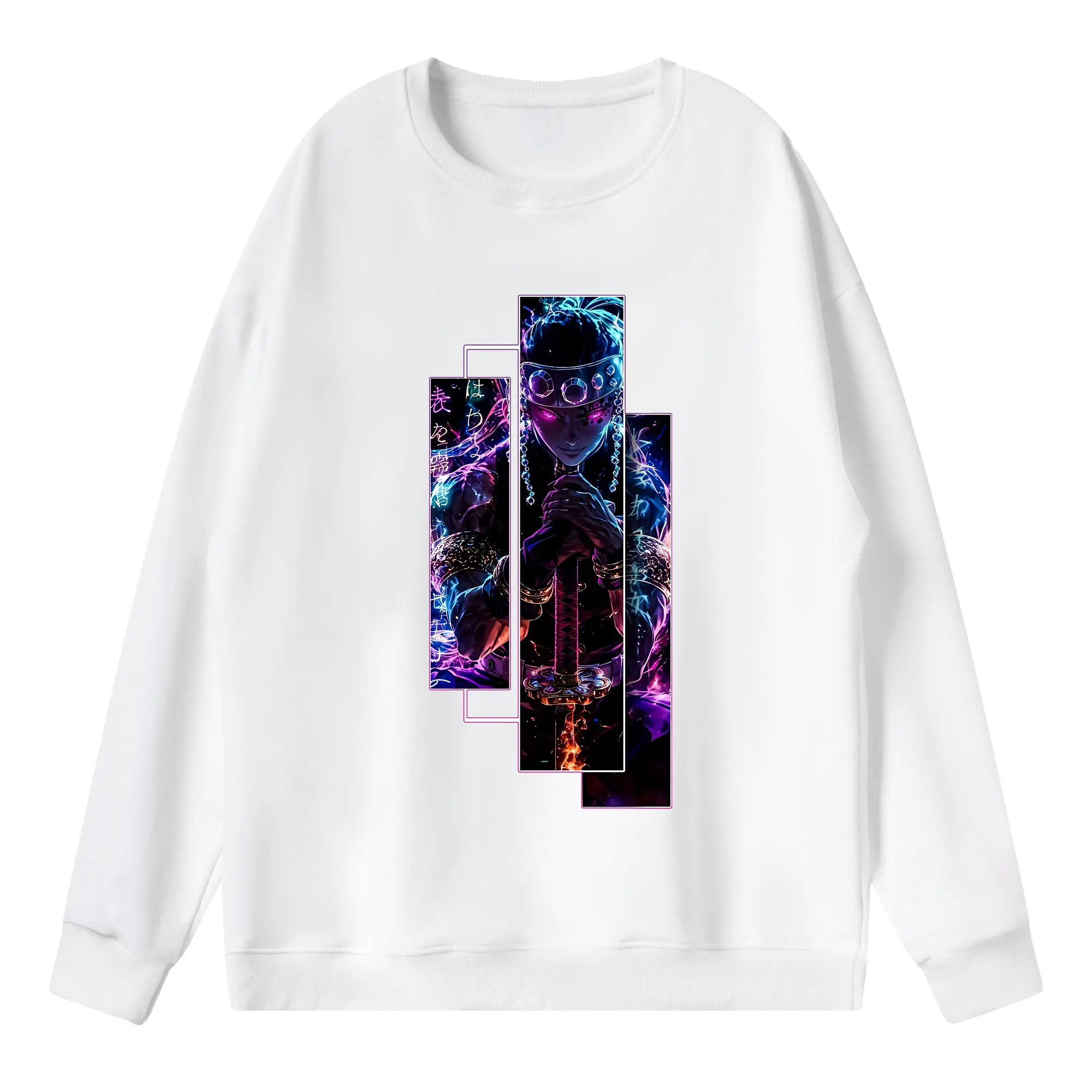 鬼滅の刃 グッズ,宇髄 天元 - 薄手 クルーネック スウェット 裏毛260g · ポリエステル 春秋向け カジュアル 男女兼用 · トレーナー デイリー スポーツ 散歩に最適