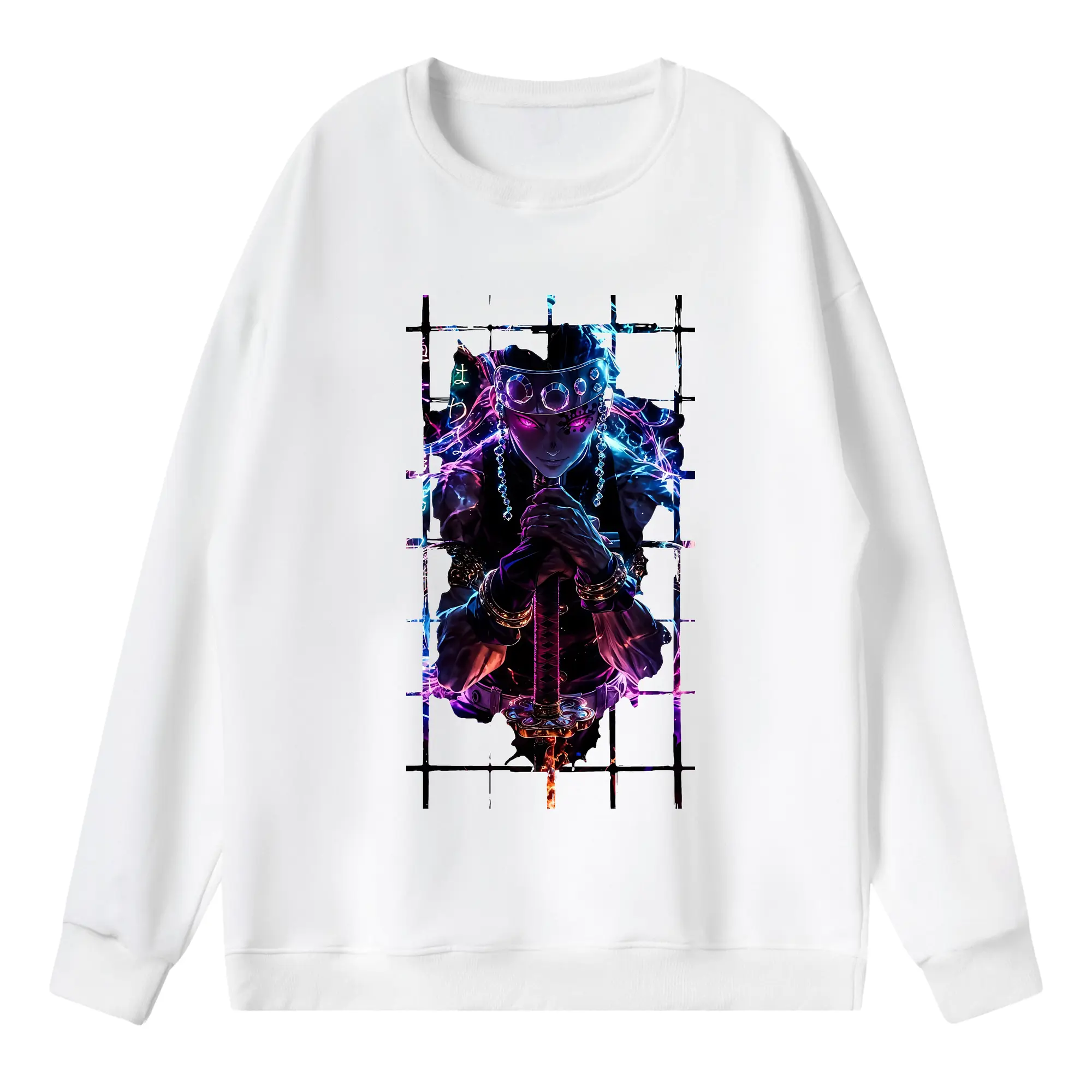 鬼滅の刃 グッズ,宇髄 天元 - 薄手 クルーネック スウェット 裏毛260g · ポリエステル 春秋向け カジュアル 男女兼用 · トレーナー デイリー スポーツ 散歩に最適