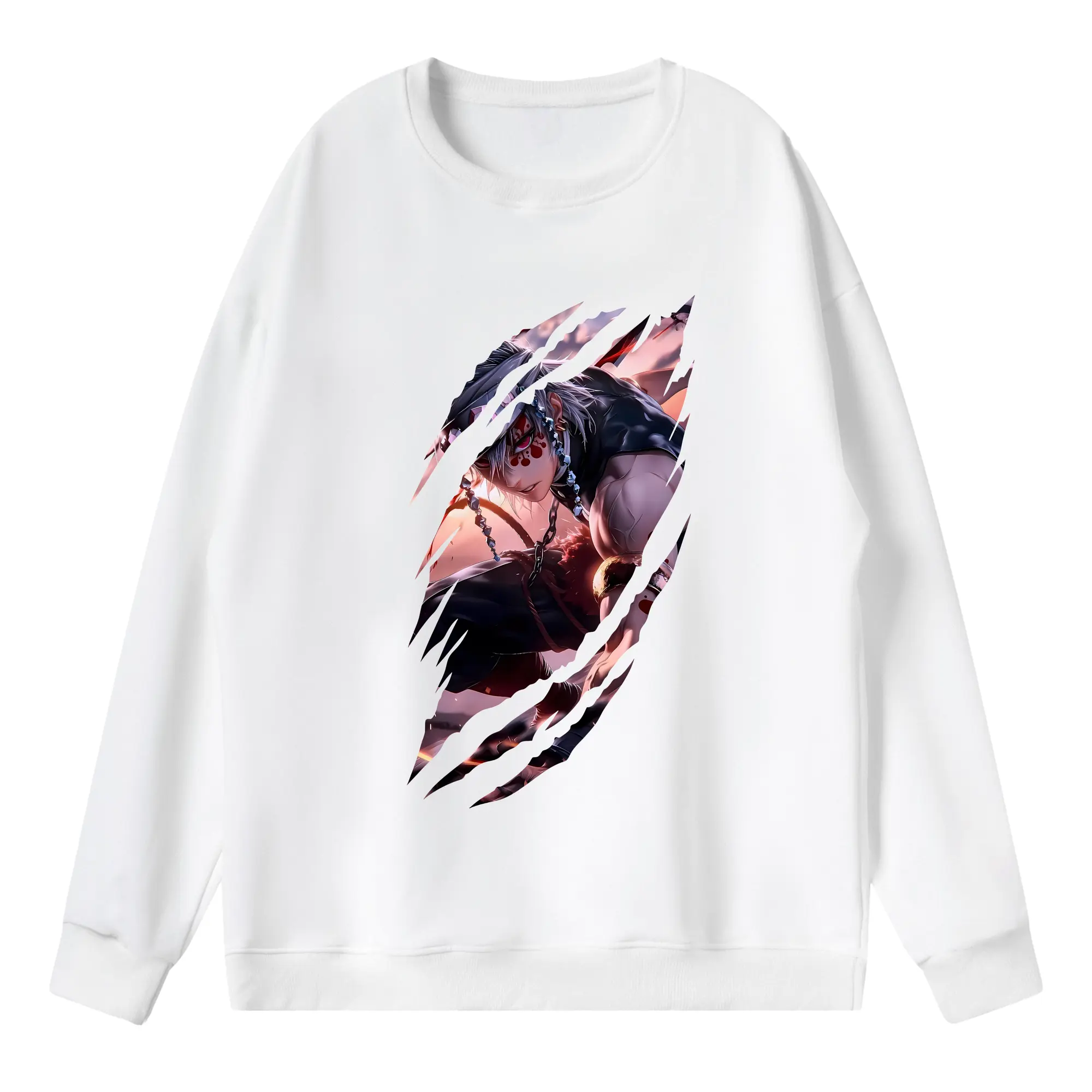 鬼滅の刃 グッズ,宇髄 天元 - 薄手 クルーネック スウェット 裏毛260g · ポリエステル 春秋向け カジュアル 男女兼用 · トレーナー デイリー スポーツ 散歩に最適