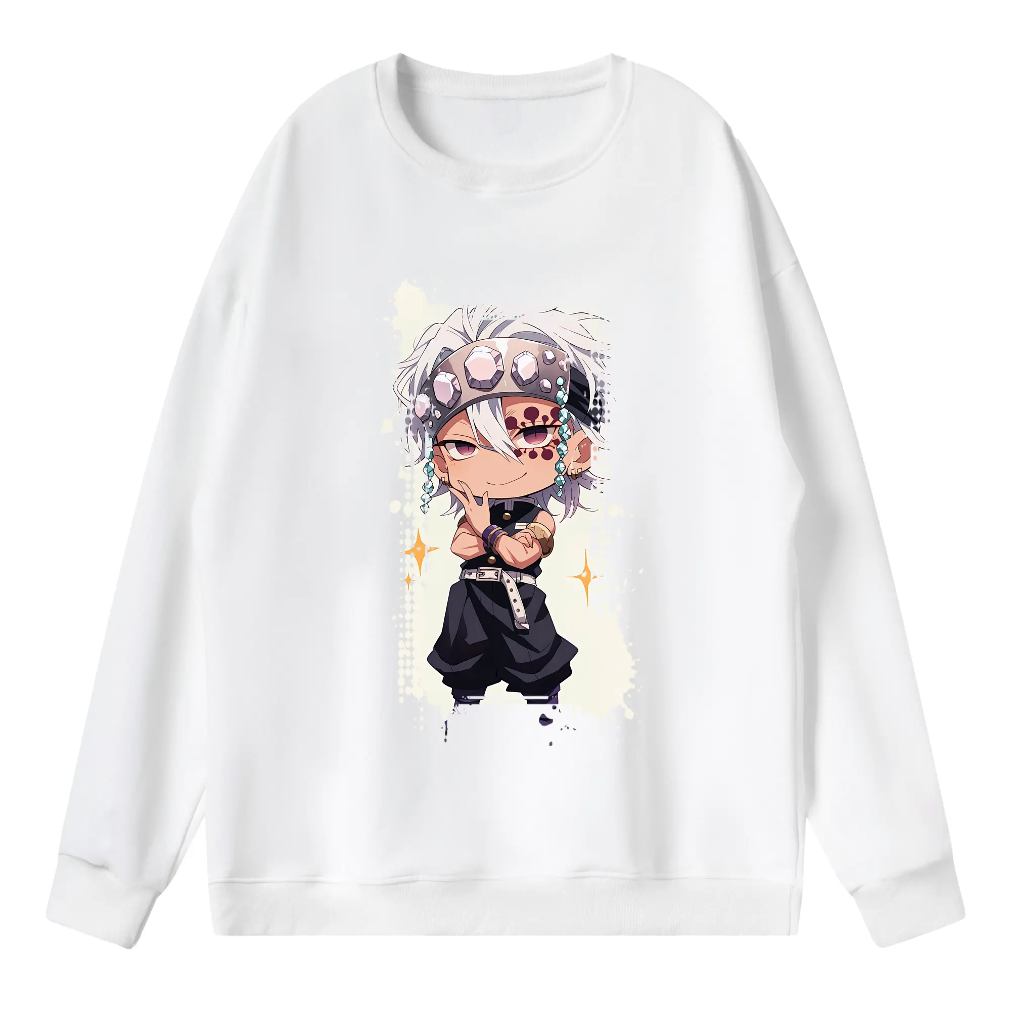 鬼滅の刃 グッズ,宇髄 天元 - 薄手 クルーネック スウェット 裏毛260g · ポリエステル 春秋向け カジュアル 男女兼用 · トレーナー デイリー スポーツ 散歩に最適